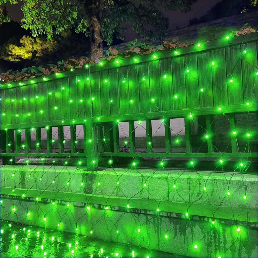 Pooqla 300 LED Outdoor Green Net Lights, 14.8x4.9 ft, Connectable Waterproof Fairy Lights for Halloween and Christmas Decor