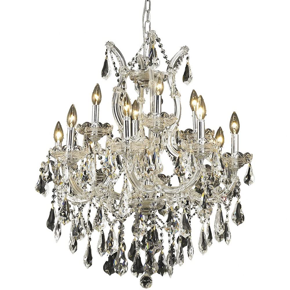 Elegant Lighting Royal Cut Crystal Chandelier 13-Light Two-Tier 27in Chrome Silver Model 2801D27C/RC