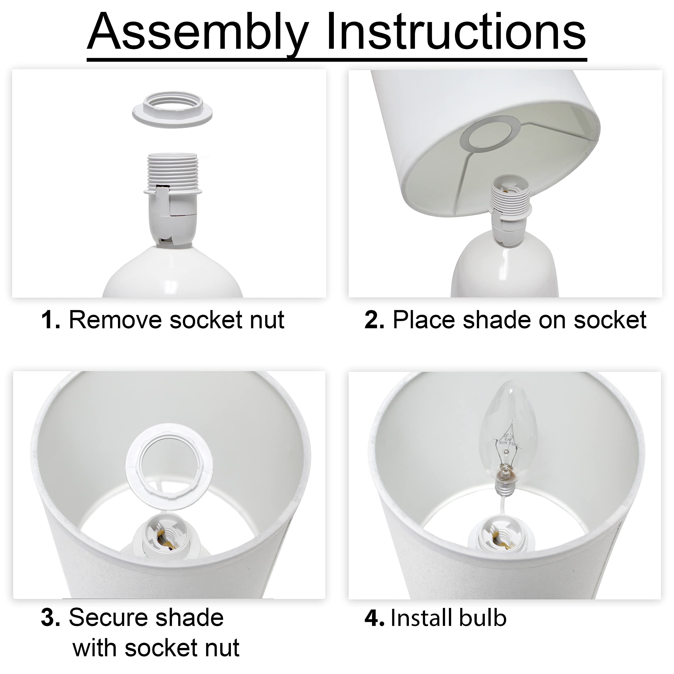 Simple Designs Lt1134-Lpk 10 Ceramic Thimble Base Table Lamp, Light Pink Shade, Ideal For Bedroom, Living Room, Entryway, Office