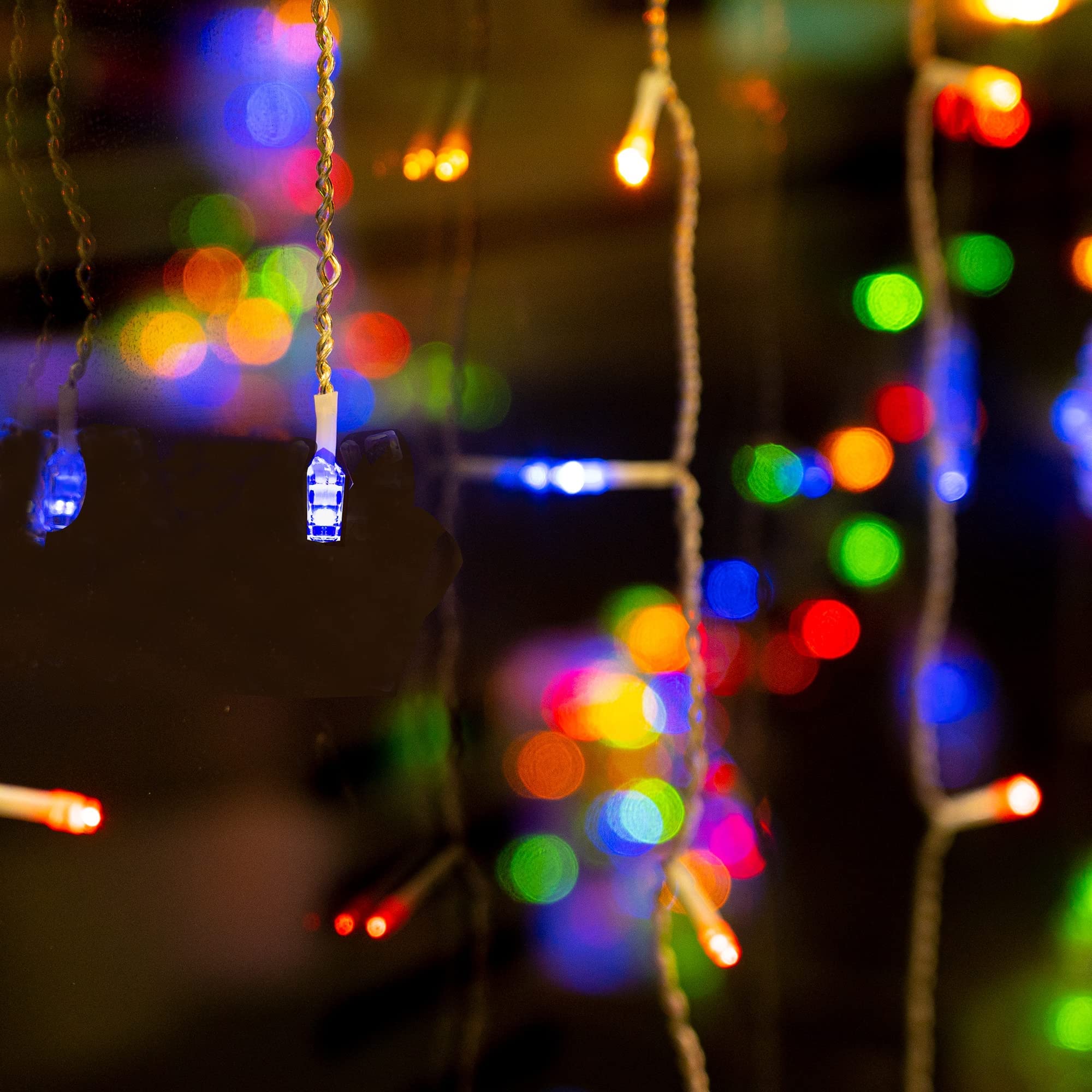 Dazzle Bright Christmas Icicle Lights, 8 Modes Curtain Fairy Lights With Drops, Connectable Xmas String Lights For Outside Holid