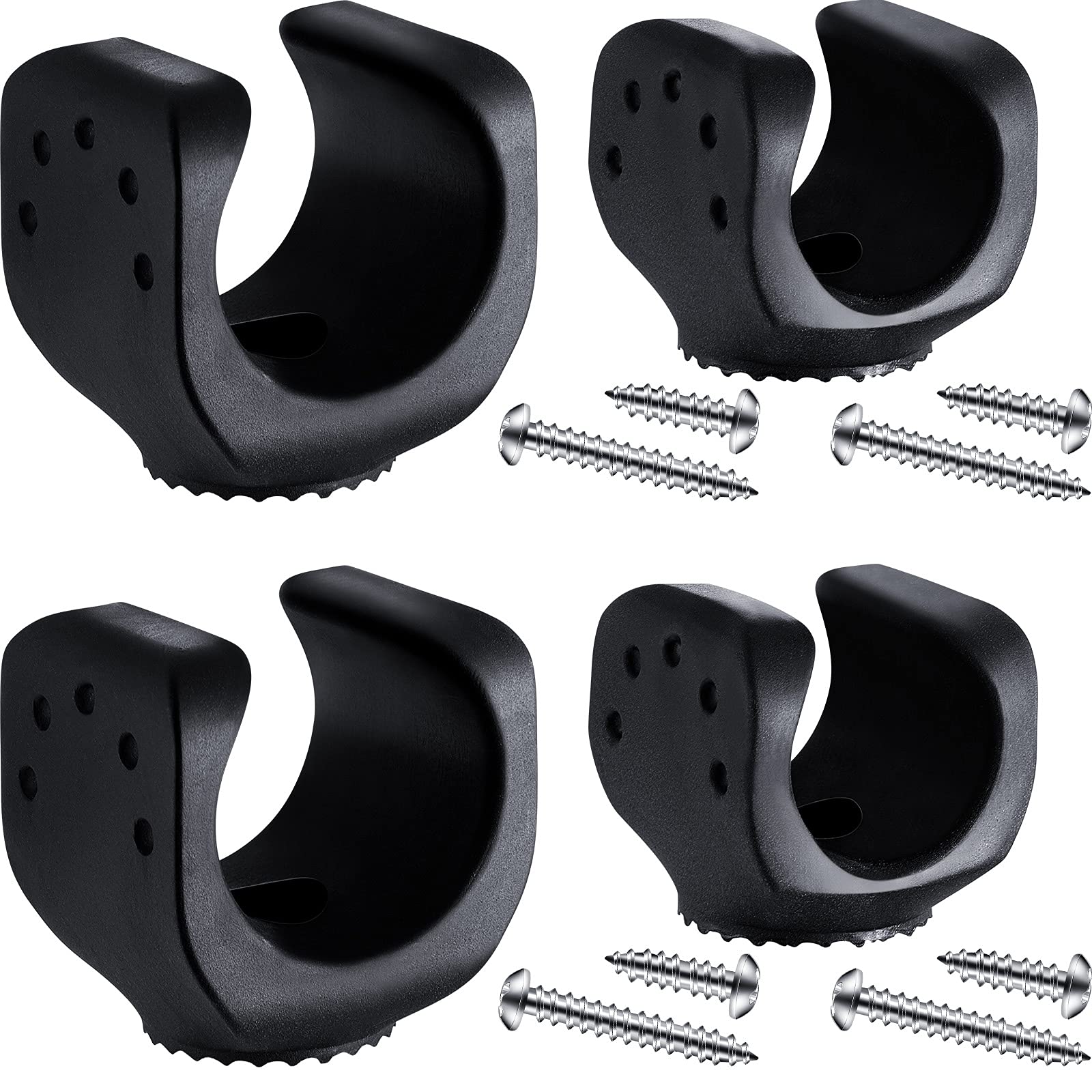Jetec Flashlight Mounting Brackets with Screws, 4 Pieces, Rubber, Black, for LED Flashlights and Accessories, 2 Big & 2 Small