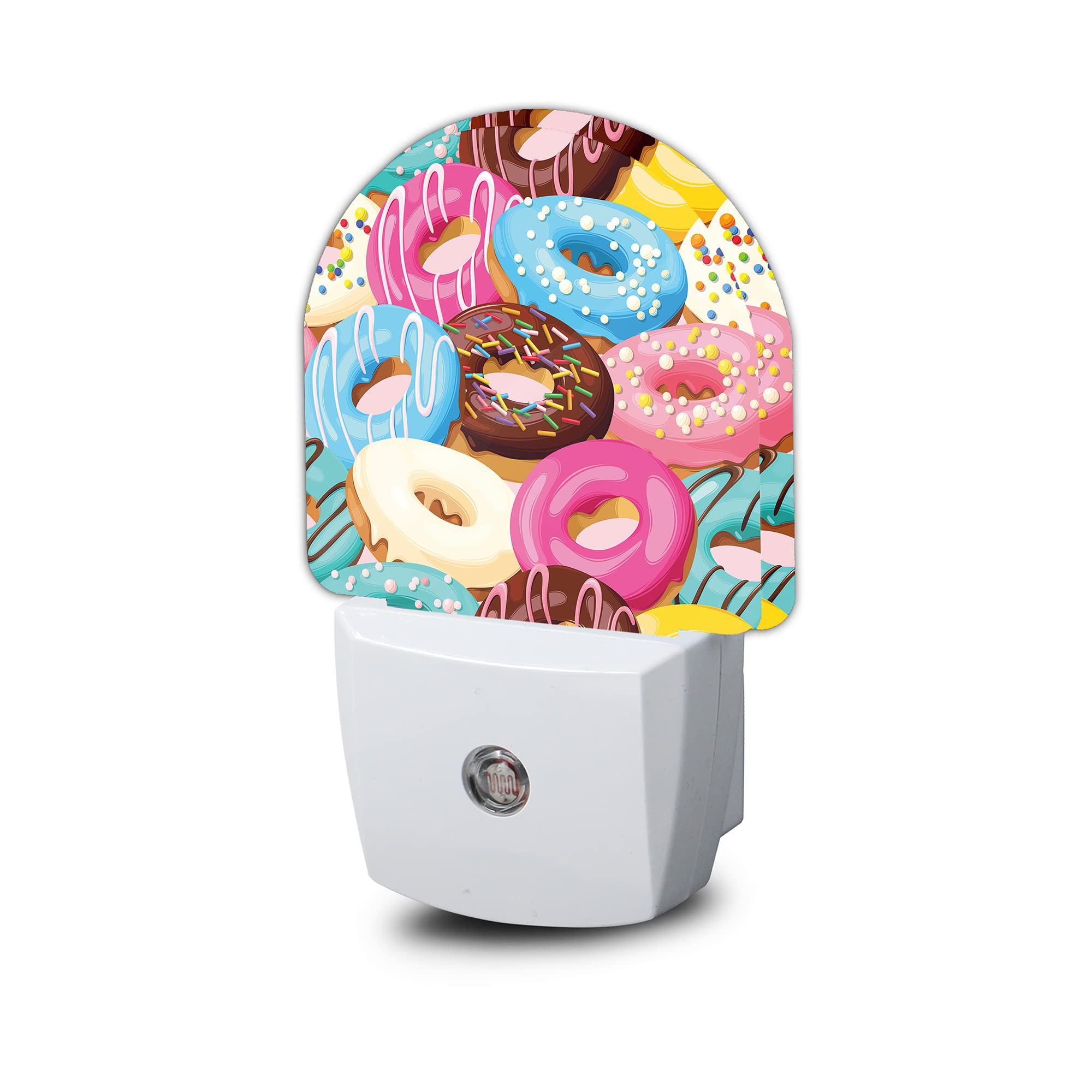 AOWULA Colorful Donuts Night Light,Plug-in Wall Led Night Lights Decor for Boys Girls Room,Dusk to Dawn Sensor Wall Lamp for Sta
