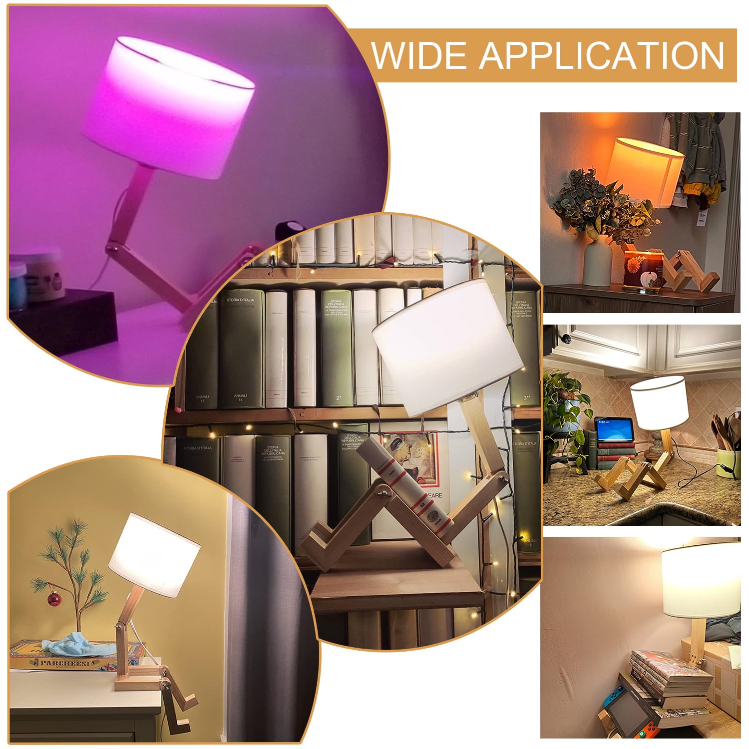 Mumeng Cute Desk Lamp, Unique Table Lamp,Wooden Bedside Table Lamps Fun Quirky Robot Lamp Whimsical Cute Lamp For Home,Dorm Room