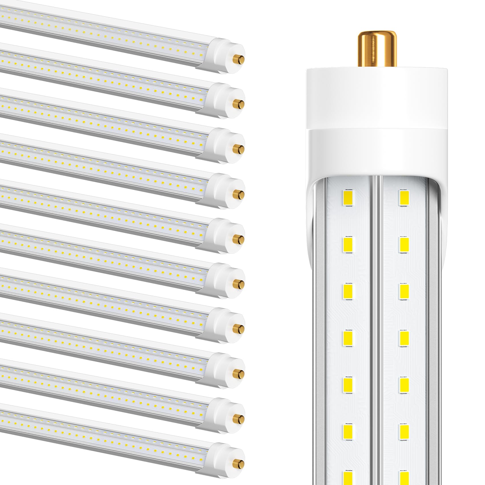 Elekico 75W 8Ft Led Bulbs, 9500Lm 5000K 8' Led Bulb, V Shaped Clear Cover T8 Led Tube Lights 8Ft, T8 Led Bulbs 8 Foot, 8' Led Re