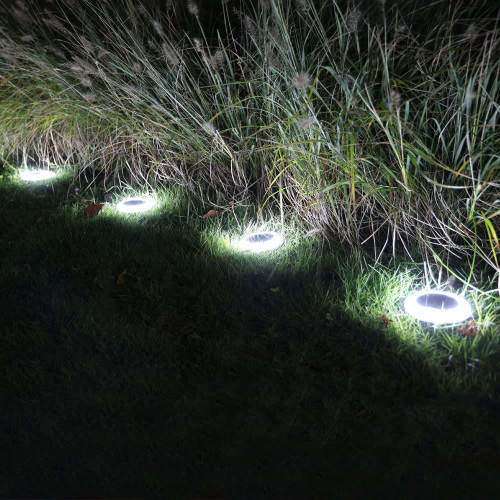 Lamtree 8 Pack 20 Lumens Colorized Solar Ground Lights,Solar Landscape Lights With Mutiple Color Functions For Pool Area, Pathwa