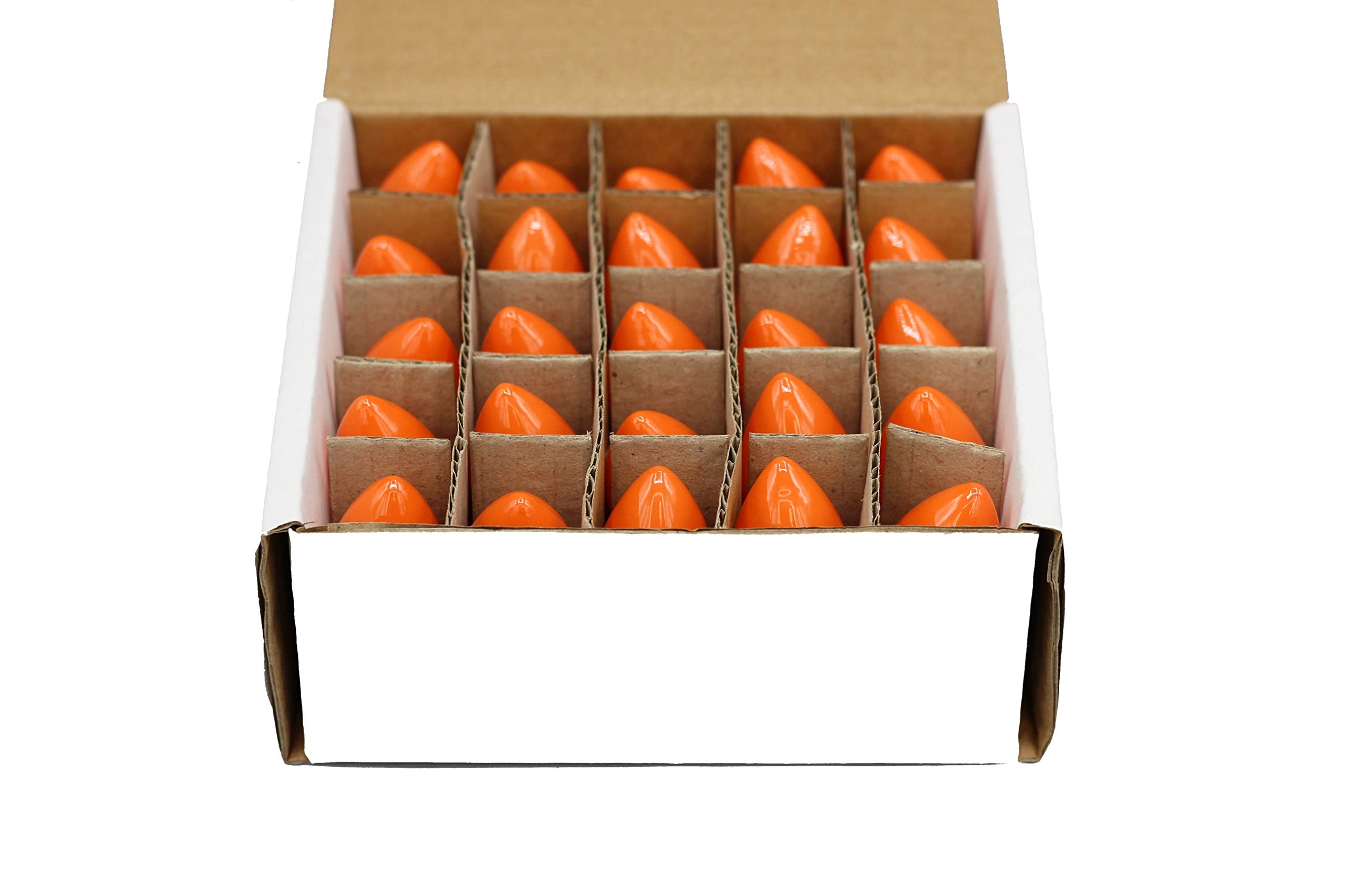 Creative Hobbies Pack Of 25 C7 Led Orange Replacement Light Bulbs, 0.7W Ceramic Led Vintage Light Bulbs For C7 Outdoor String Li