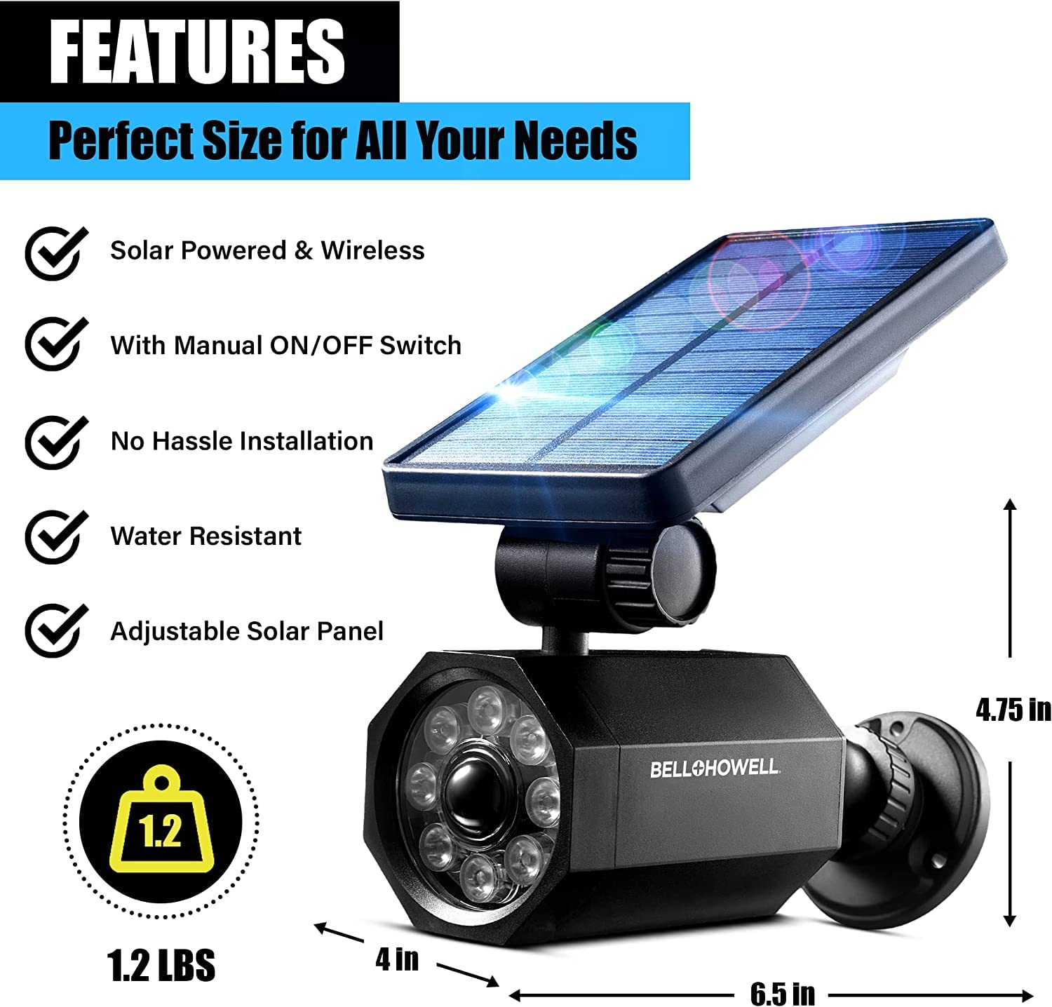 Bell+Howell Bionic Spotlight Original LED Solar Outdoor Lights with Motion Sensor Super Bright Outdoor Solar Lights Waterproof L