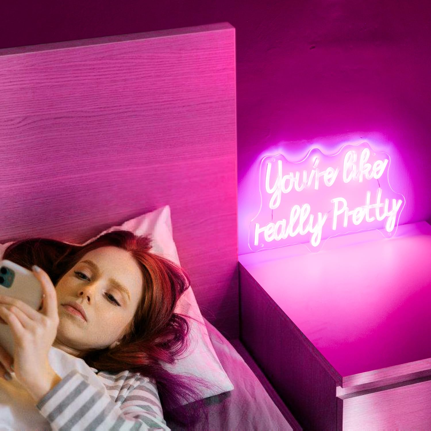 You Are Like Really Pretty Led Neon Sign 15 * 9 Inch,Pink Neon Signs With Usb Power For Room Decor Or Wall Decor, Pink Room Decor For Girls Room,House,Party,Decorate,Gifts