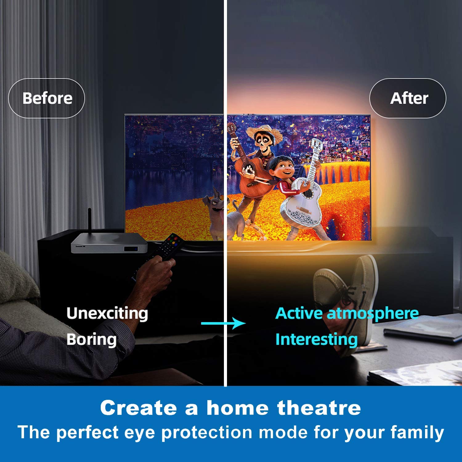 Tenmiro 65.6ft RGB LED Strip Lights Kit with Remote, Multicolor Plastic Home Decor