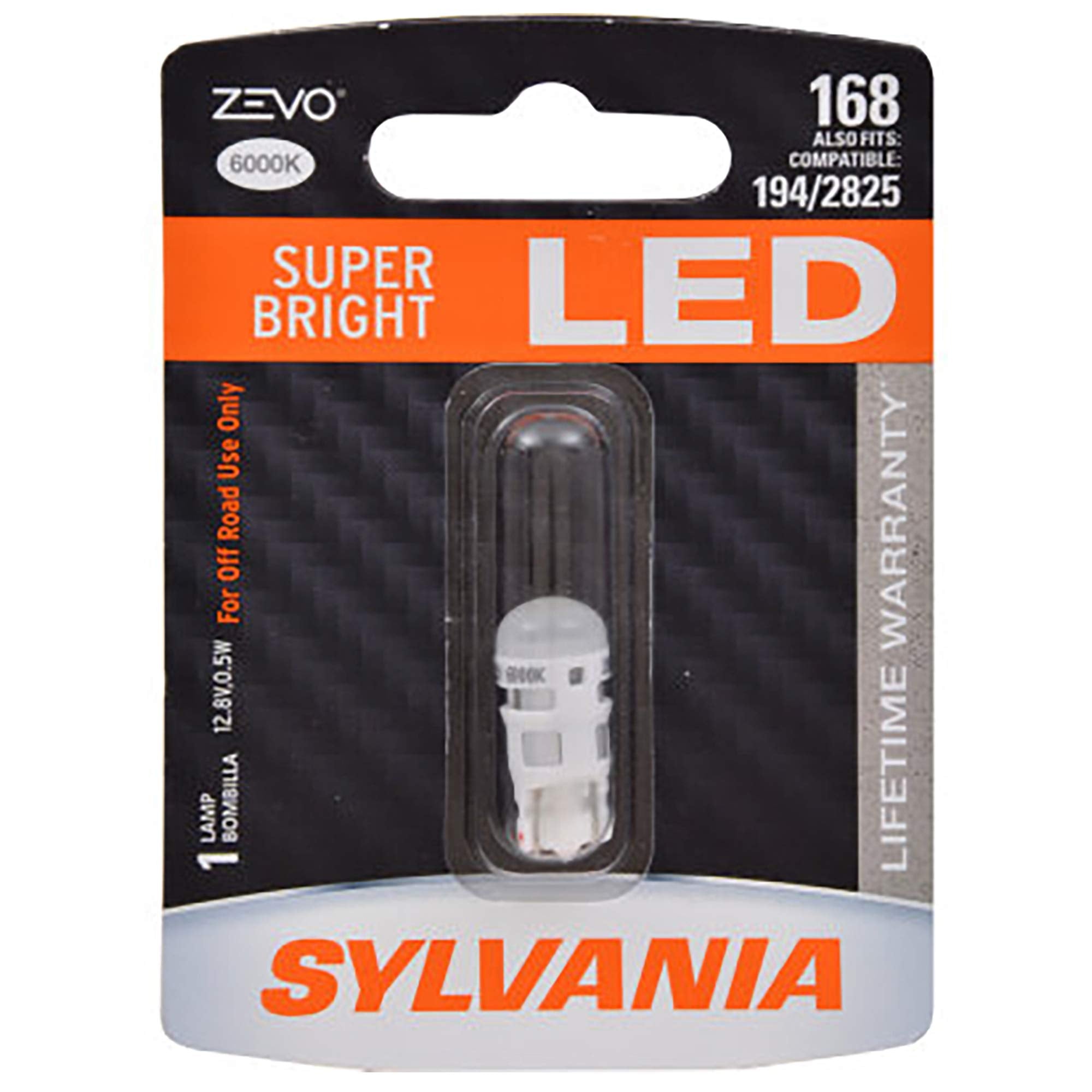 SYLVANIA 168 T10 W5W ZEVO LED Bulb - White, Ideal for Interior Lighting, Model 168LED.BP, 1 Bulb