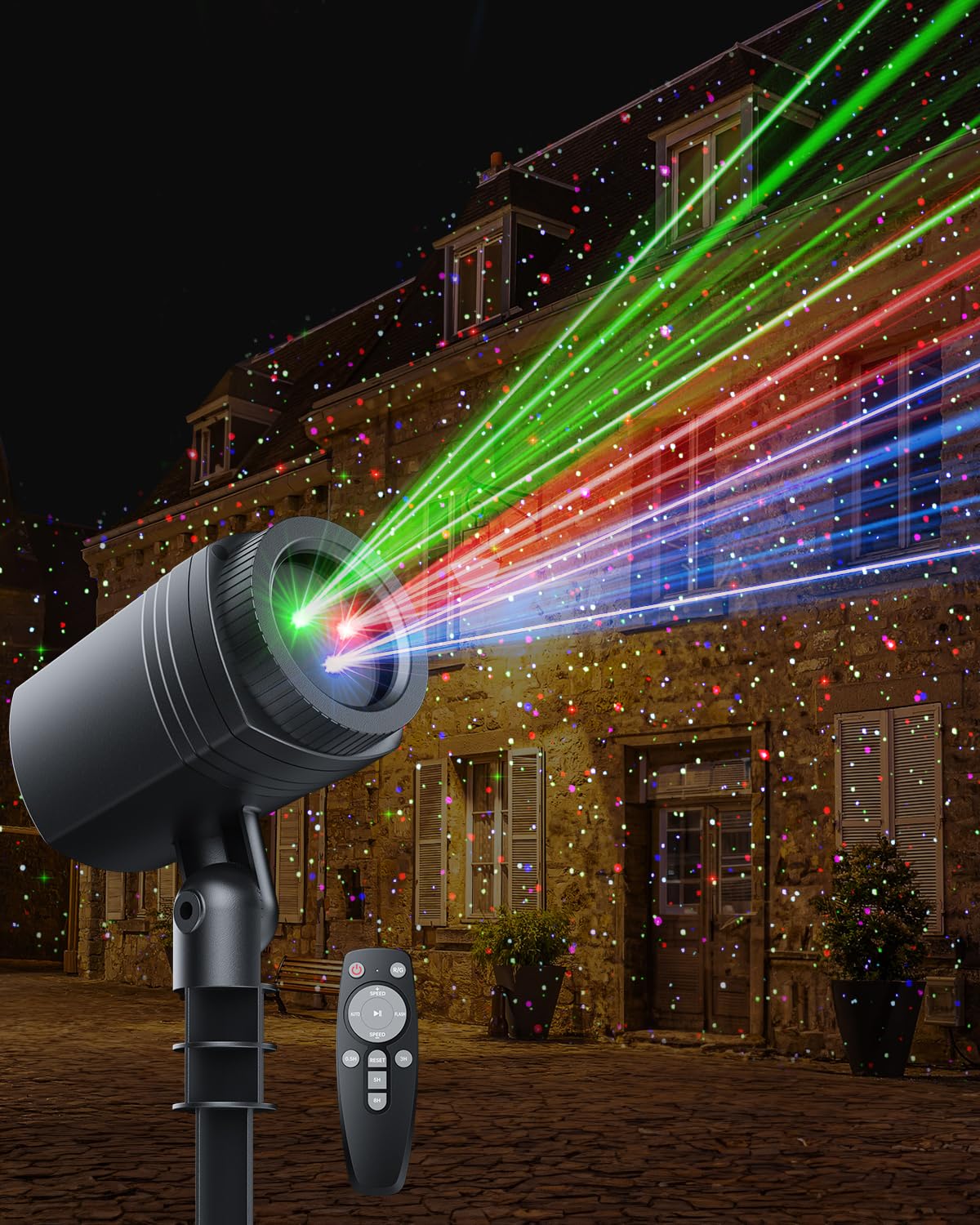 Enjoyedled Christmas Laser Lights Outdoor, Rgb (Red, Green, Blue) Christmas Light Projector, Brighter Projection Lights For Chri