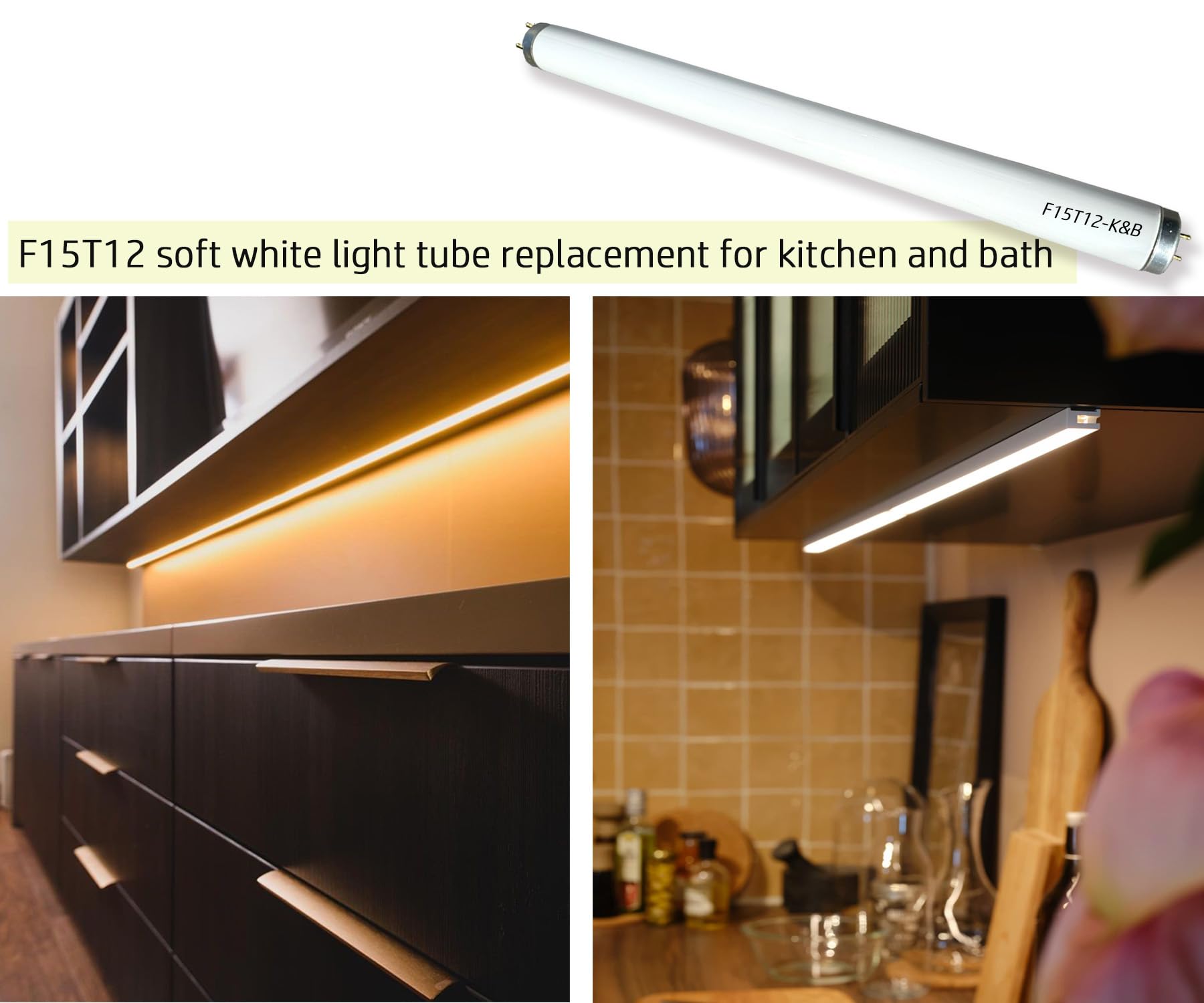 F15T12-KB 15 Watt Fluorescent Light Bulb,18 Linear 3000K Soft White T12 Tube Diameter 1.5 inch, Warm White Lighting Replacement