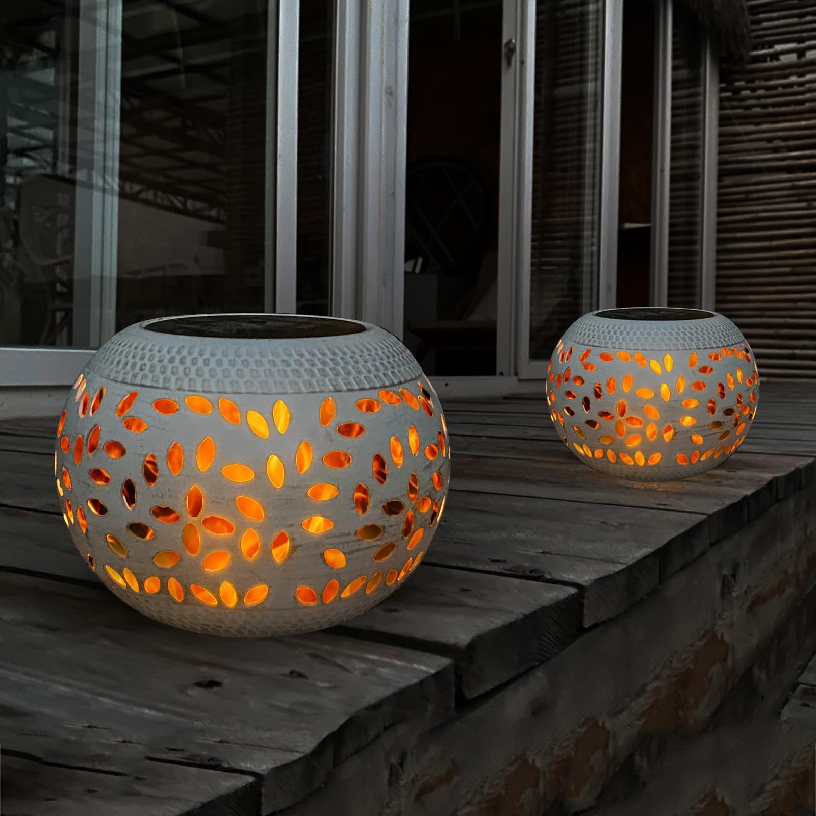 Pearlstar Solar Table Light - Waterproof Flickering Flame Lamp, Metal, Multicolor, 2 Pack for Outdoor, Patio, Garden, Yard