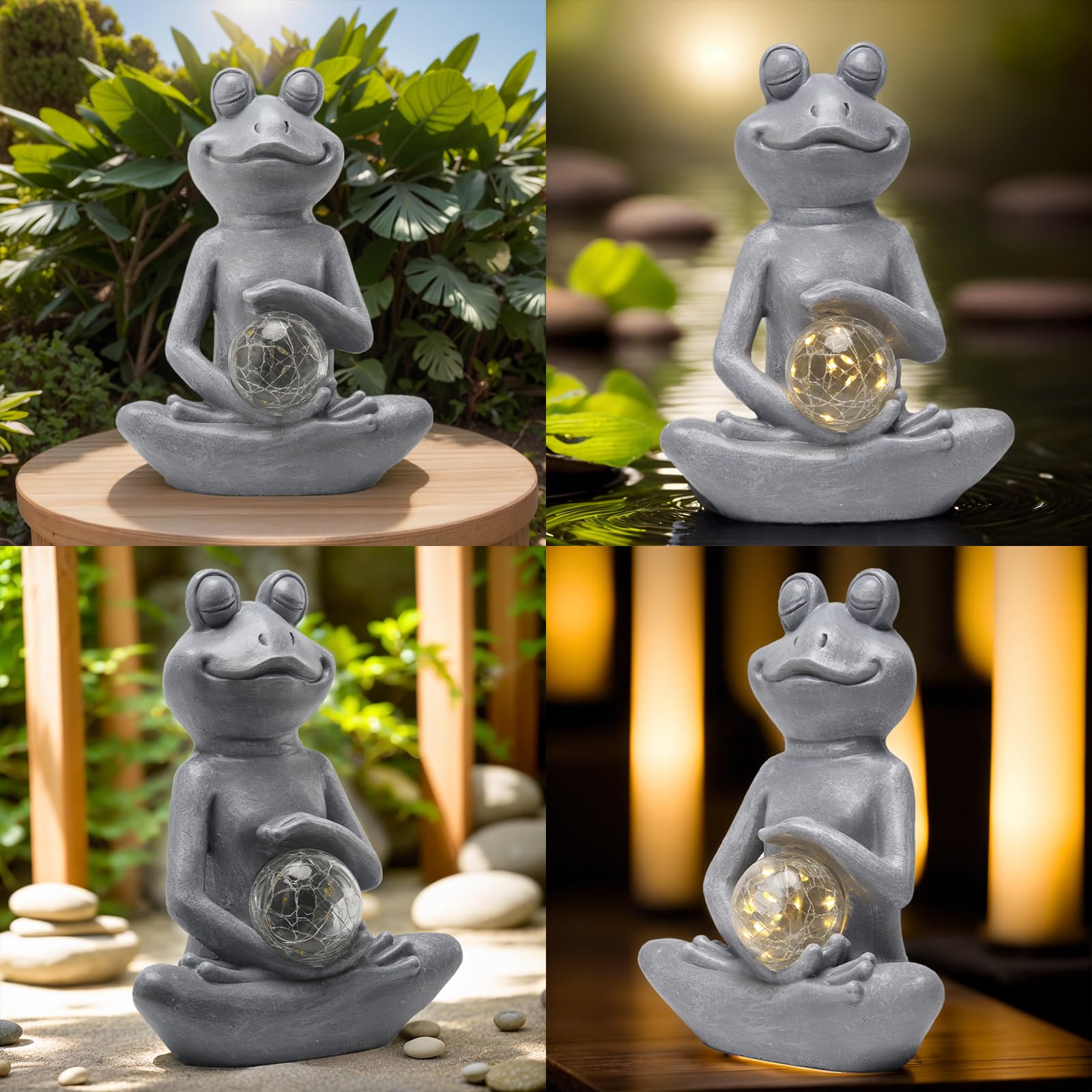 Halp·Ssfm Solar Frog Garden Statues Meditating Yoga Frog Statue Housewarming Gifts For Women/Mom Zen Garden Frog Figurines For Lawn Patio Yard Porch Garden Decor Frog Decorations Gift Ideas