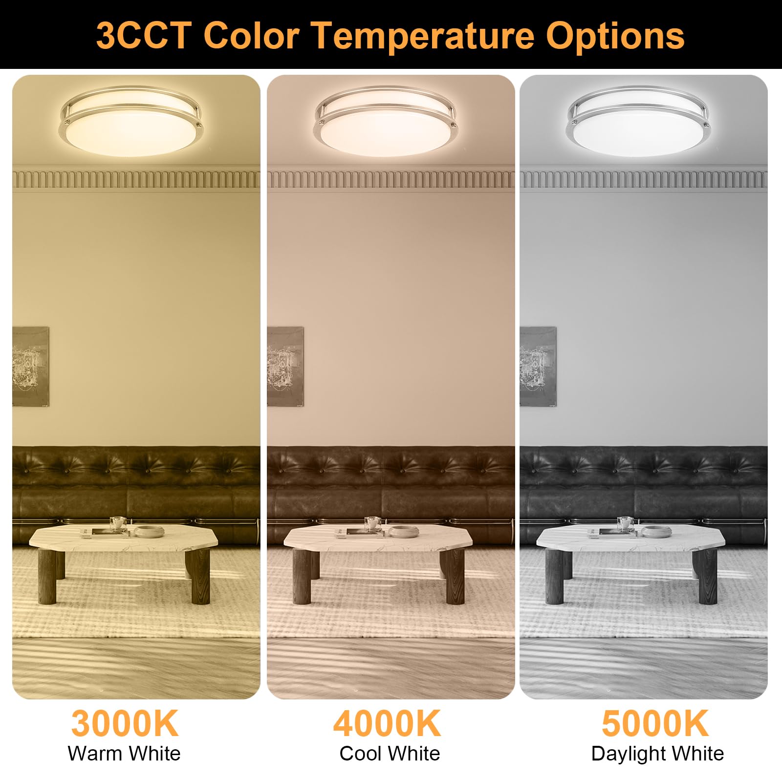 Enateclite 14 Inch Led Flush Mount Ceiling Light Fixture, 3000K/4000K/5000K Adjustable Ceiling Lights, Dimmable Lighting For Bat