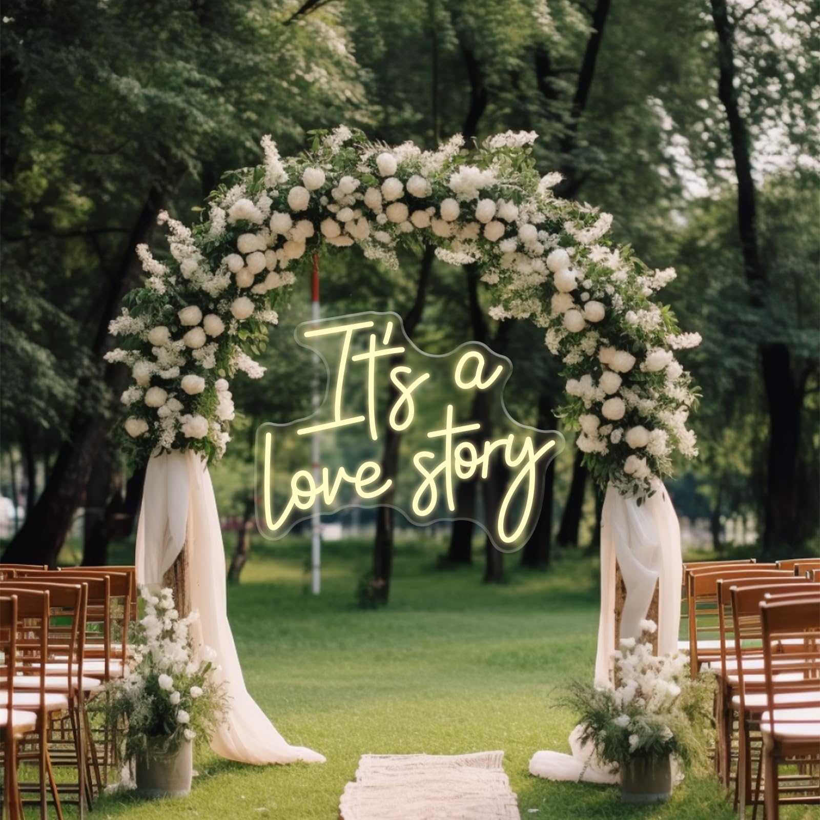 INSNEnN Neon Sign - Its a Love Story - Dimmable Acrylic Light Up Decor - 14.2 x 11 Inches - White