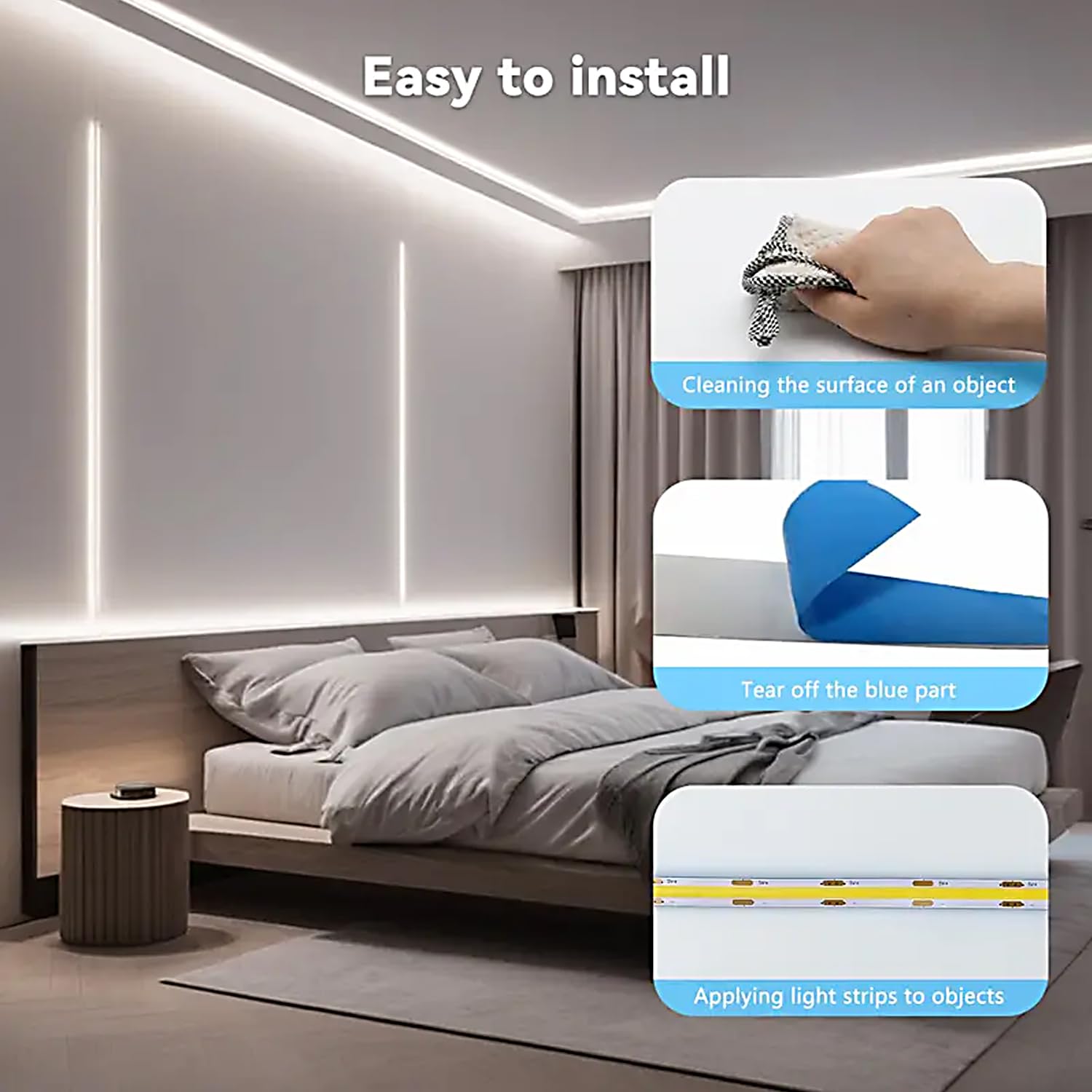 Xingzhi Cob Led Strip Lights 5V Led Strip Light 6000K Cold White Usb Led Light Strip 6.56Ft Flexible Small Led Lights With Touch