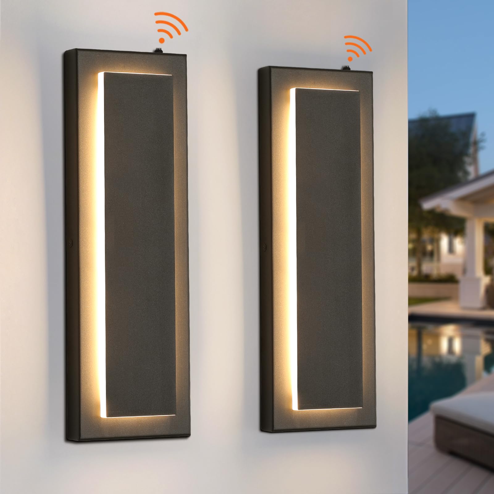 Tewei Led Outdoor Wall Sconce Dusk To Dawn Outdoor Lighting  Modern Exterior Lighting Fixtures Matte Black Led Exterior Wall Lights For House Front Porch  Warm White 3000K  2 Pack