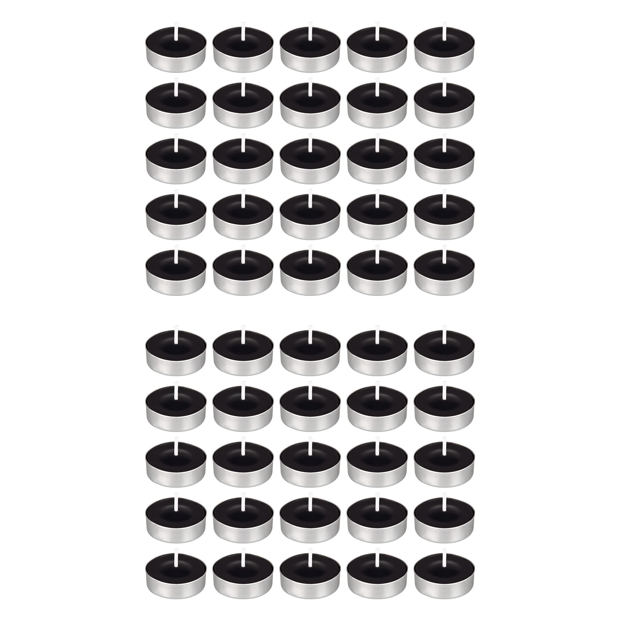 Mega Candles 50 pcs Unscented Black Tea Lights Candles, Pressed Wax Candle 3.5 Hour Burn Time, Home Décor, Wedding Receptions, Baby Showers, Birthdays, Celebrations, Events, Meditations, Prayers