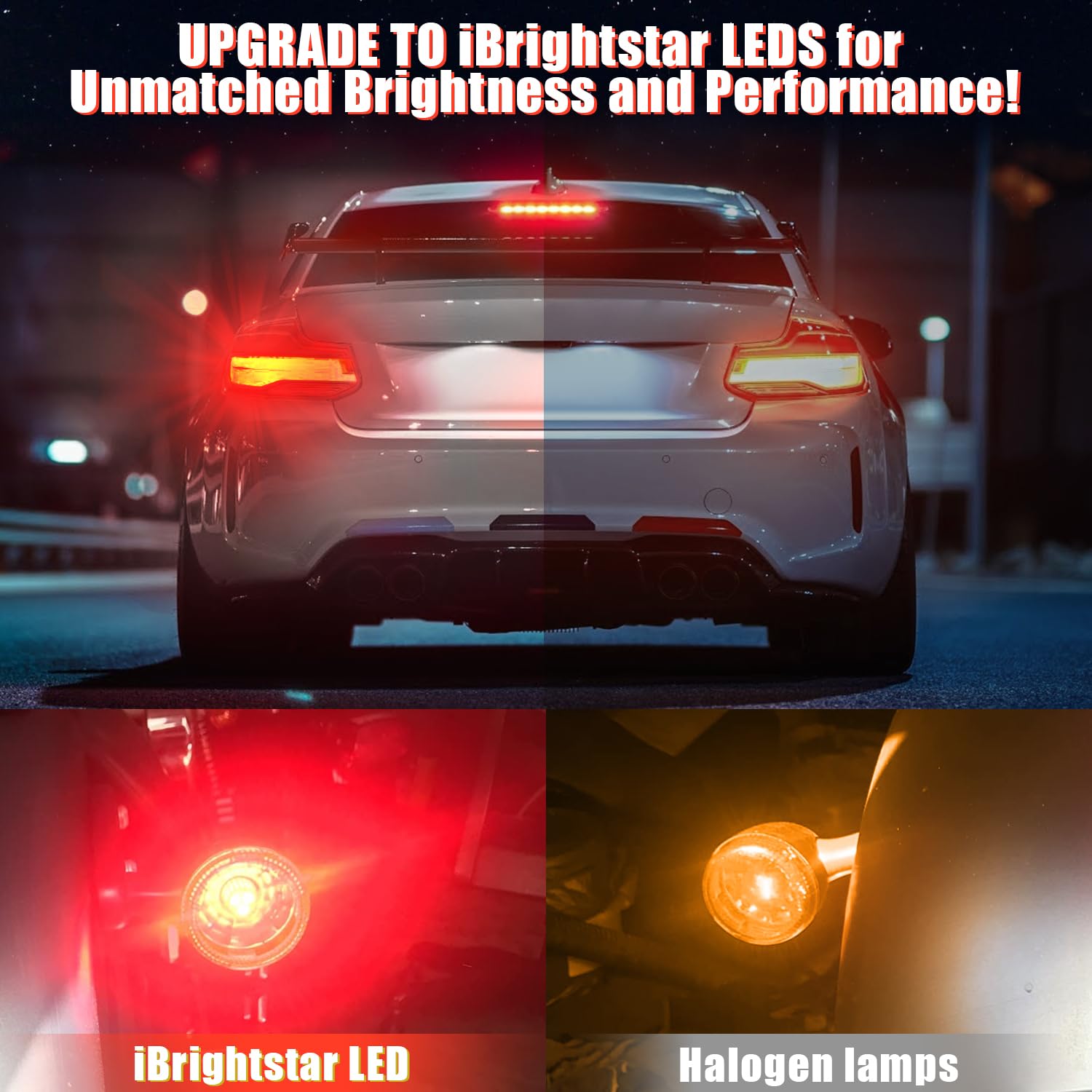 iBrightstar LED Bulbs 1157-3014 3030-54 3R, Brilliant Red, Low Power, Projector Replacement for Stop Tail Brake Lights