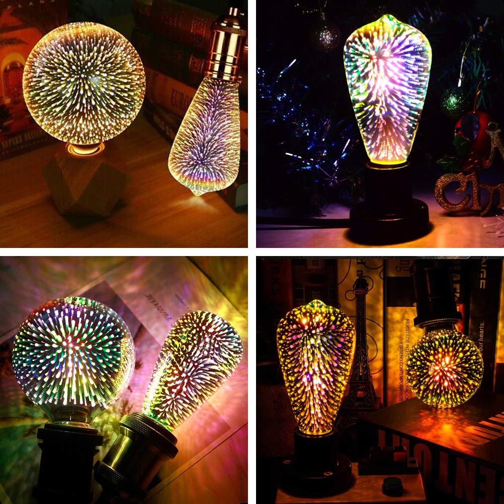 Bluex Bulbs 2 Pack 3W LED Fairy Light Bulb - Multicolor Stained Glass Disco Effect, Soft White
