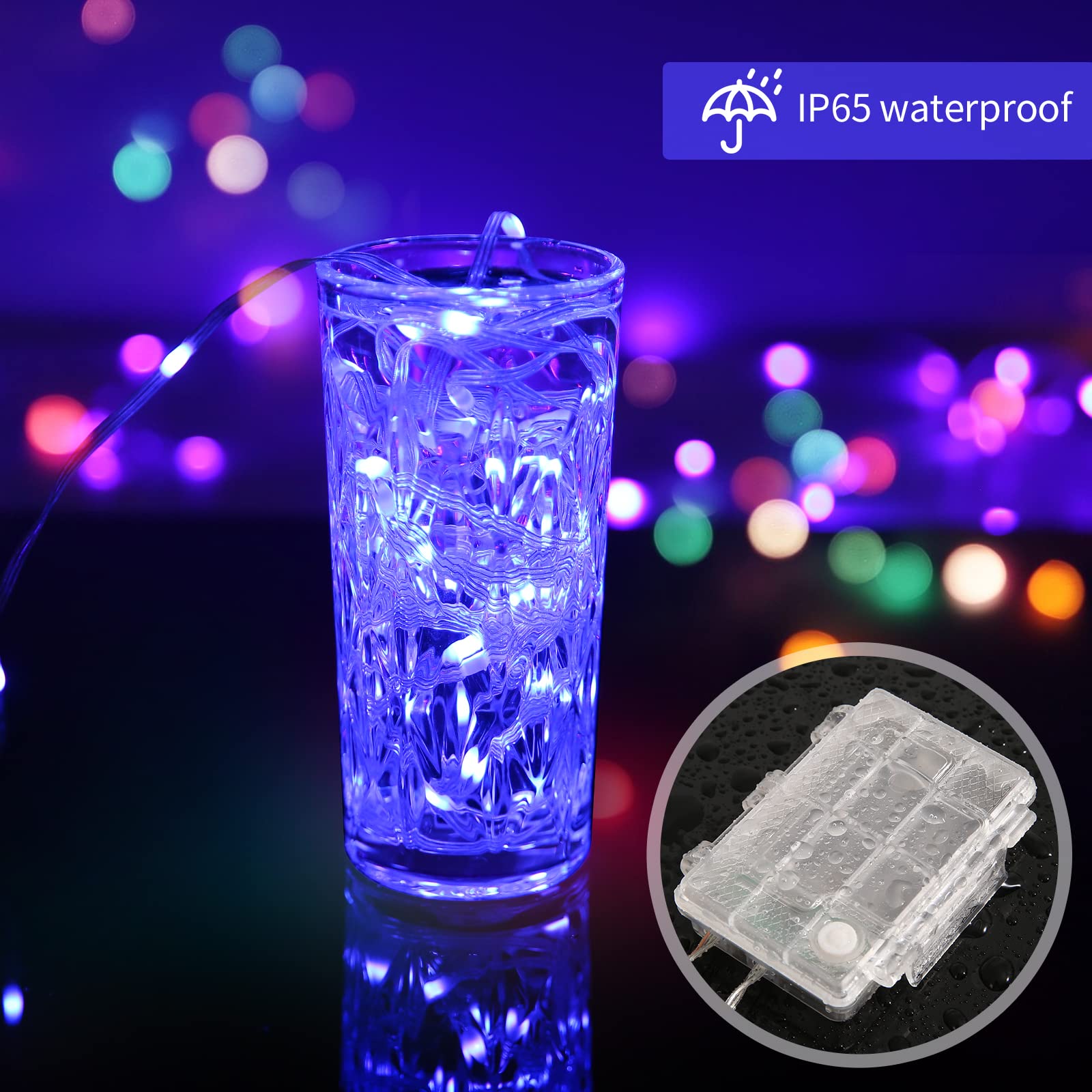 osteplus Color Changing LED String Lights - 16.4FT, 2 Pack, Multi-colored, USB/Battery Powered, Waterproof for Indoor/Outdoor Decor