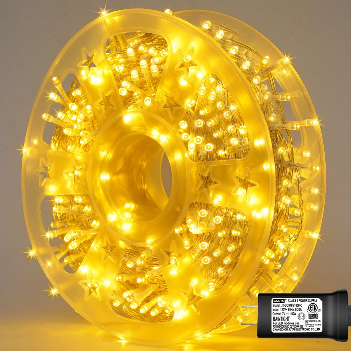 YEGUO 500 LED 165ft Christmas Lights Outdoor Waterproof, Warm White String Lights Indoor, 8 Modes Clear Wire Twinkle Xmas Tree L