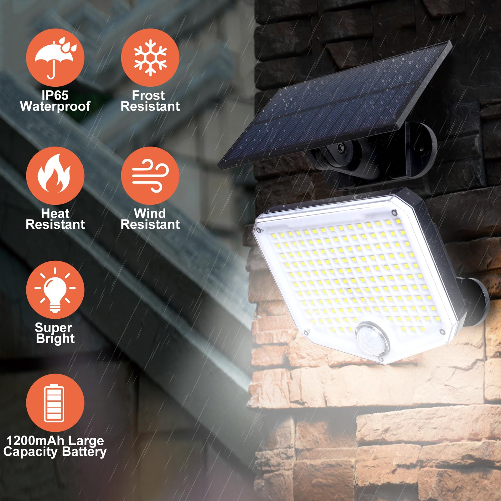 Jumjam Solar Flood Lights Outdoor, 9000K, 153 Leds, Ip65 Waterproof, 3 Lighting Modes, Remote, 1 Pack, Multicolor