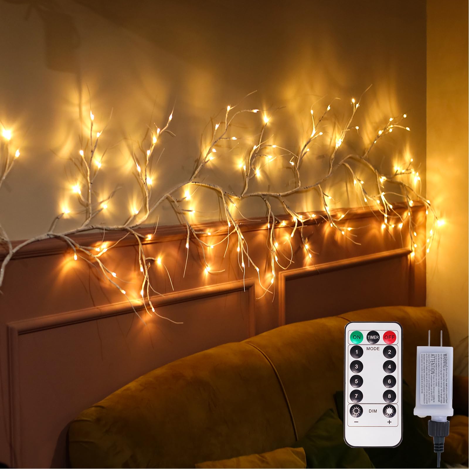 Rivokeer Enchanted Willow Vine 9.5FT, 160 LEDs Vines for Room Decor with Remote, Vine Lights for Wall Home Decorations with 20 C