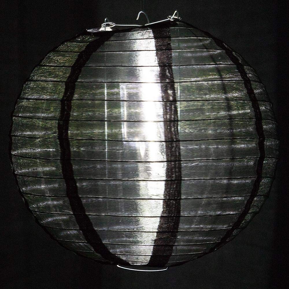 Quasimoon Paperlanternstore.Com 4 Inch Black Round Nylon Lantern, Even Ribbing, Hanging Decoration (10 Pack)
