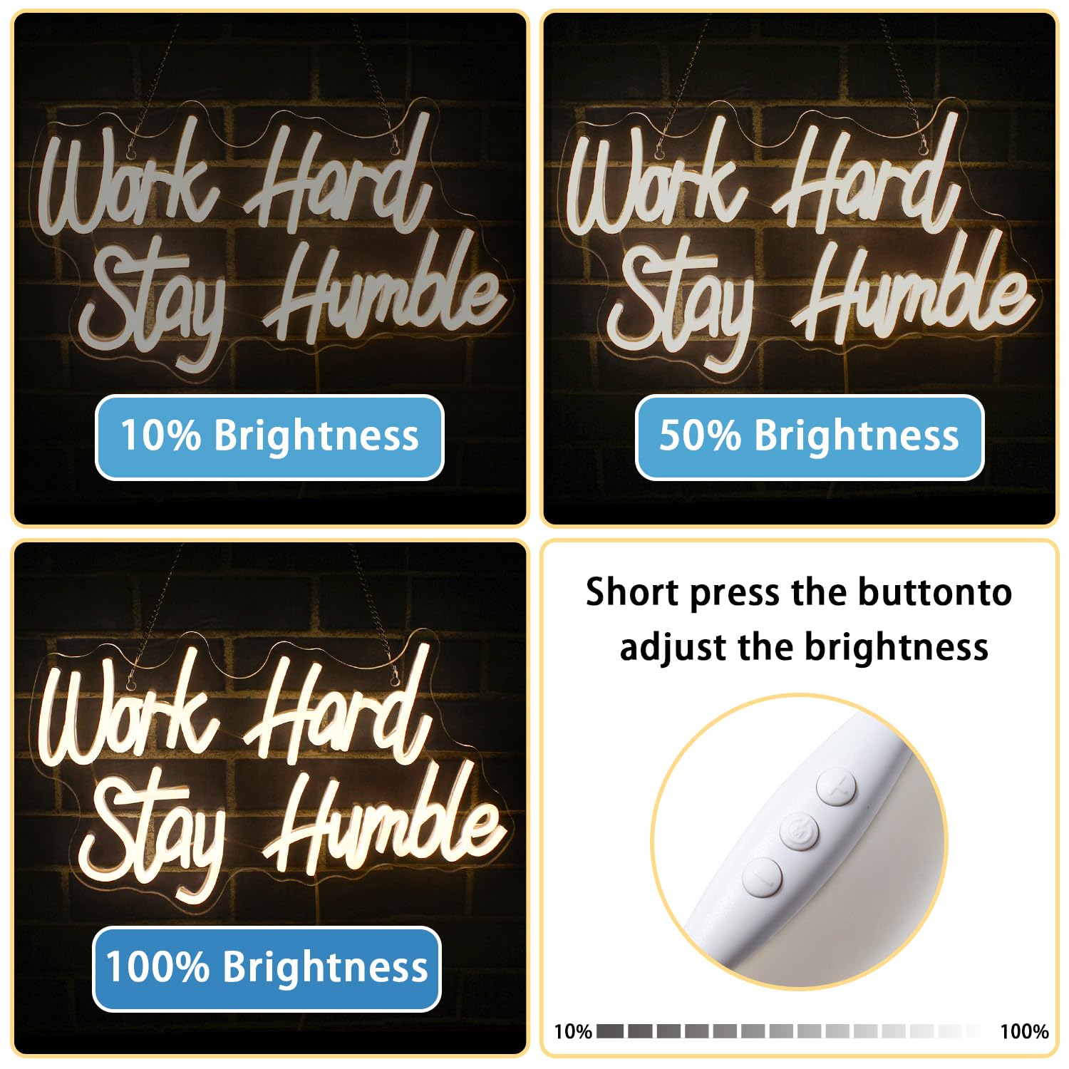 NOSUN Neon Sign for Wall Decor, Warm White LED, Dimmable, Acrylic, 16.5x9.4 inch, Motivational Light for Bedroom and Office
