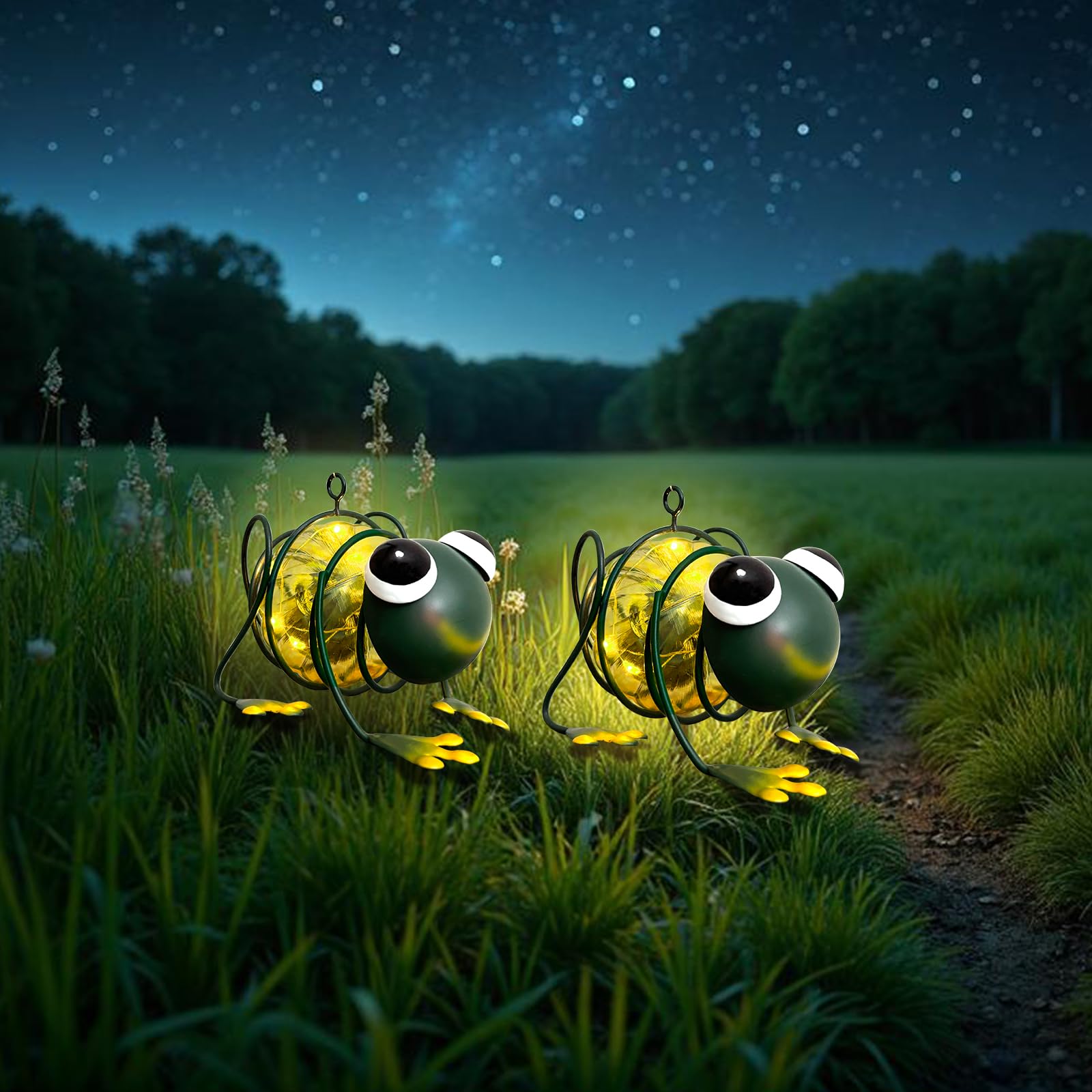 Evolux Solar Outdoor Frog Lights For Garden - Outdoor Statues Figurine Lights For Lawn  Patio  Balcony  Yard Ornament Cut Housewarming Gifts(2 Pcs)