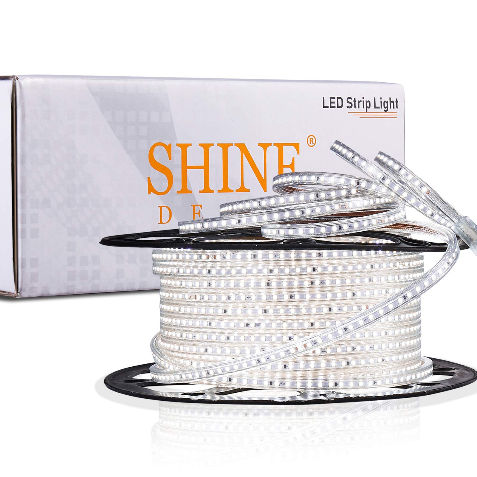 Shine Decor LED Strip Light 150FT 120VAC, Super Bright 19012 Lumens Dimmable, IP65 Waterproof for Outdoor Indoor, 6500K Cool Whi