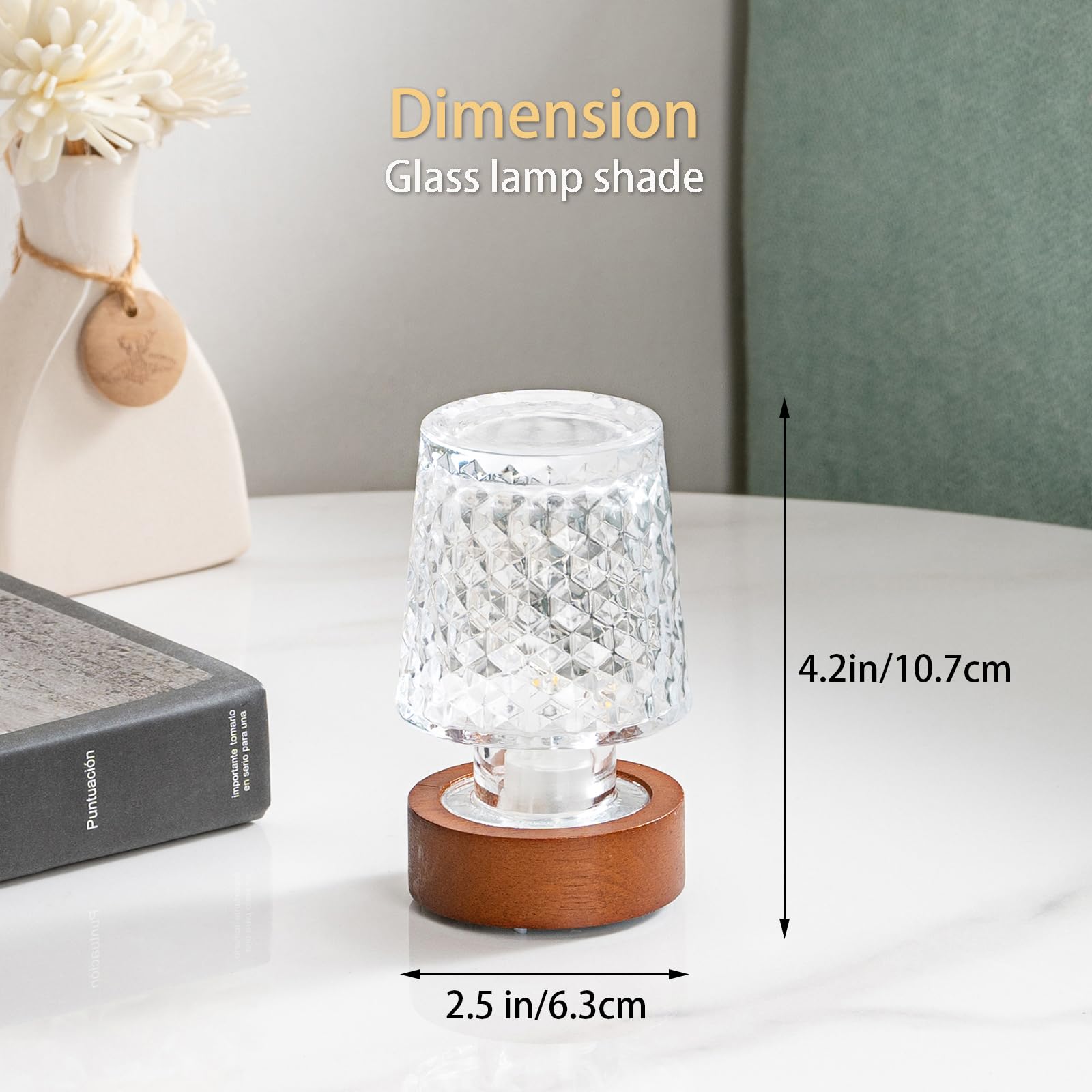 Pwtzmyxgs Mini Battery Lamp, Vintage Sleep Nightlights With Timer, Battery Operated Night Lights For Adults,Cordless Glass Sleep