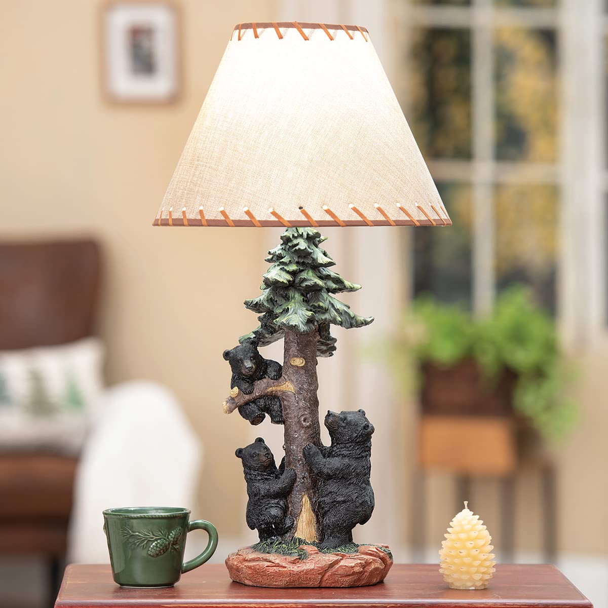 Black Forest D?or - Black Bear Family Table Lamp for Cabin, Living Room, Nightstand, Desk - Vintage Rustic Home D?or - 26.6'' x 