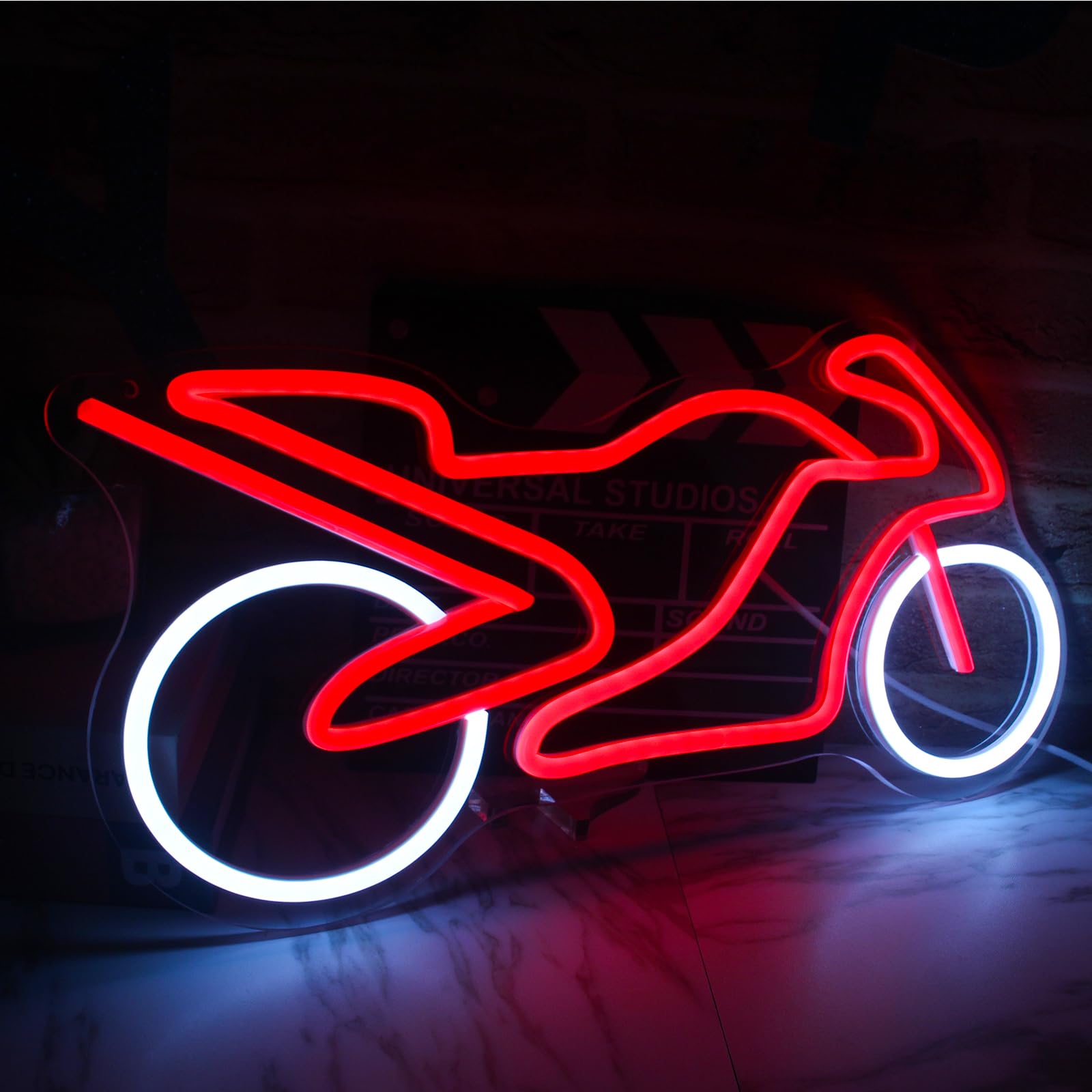 Jesalah Motorcycle Neon Sign Dimmable USB Light 20cm x 42cm Red White Model CX-motorcycle