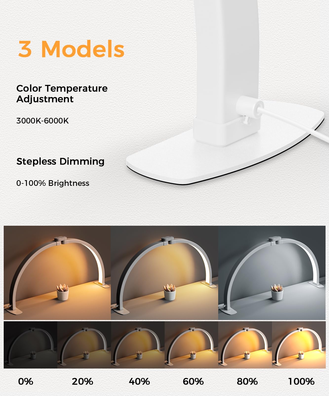 Mactrem Half Moon Light For Nail Desk,Foldable Nail Tech Lights Nail Lamp For Desk With Phone Holder/Carrying Bag, 30In 40W, 3 C