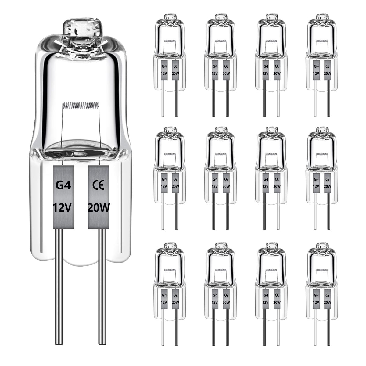 Blakapoo G4 Bulb,12V 20W Halogen Light Bulbs 2 Pin G4 Light Bulbs Replacement For Under Cabinet Puck Light,Chandeliers, Accent L