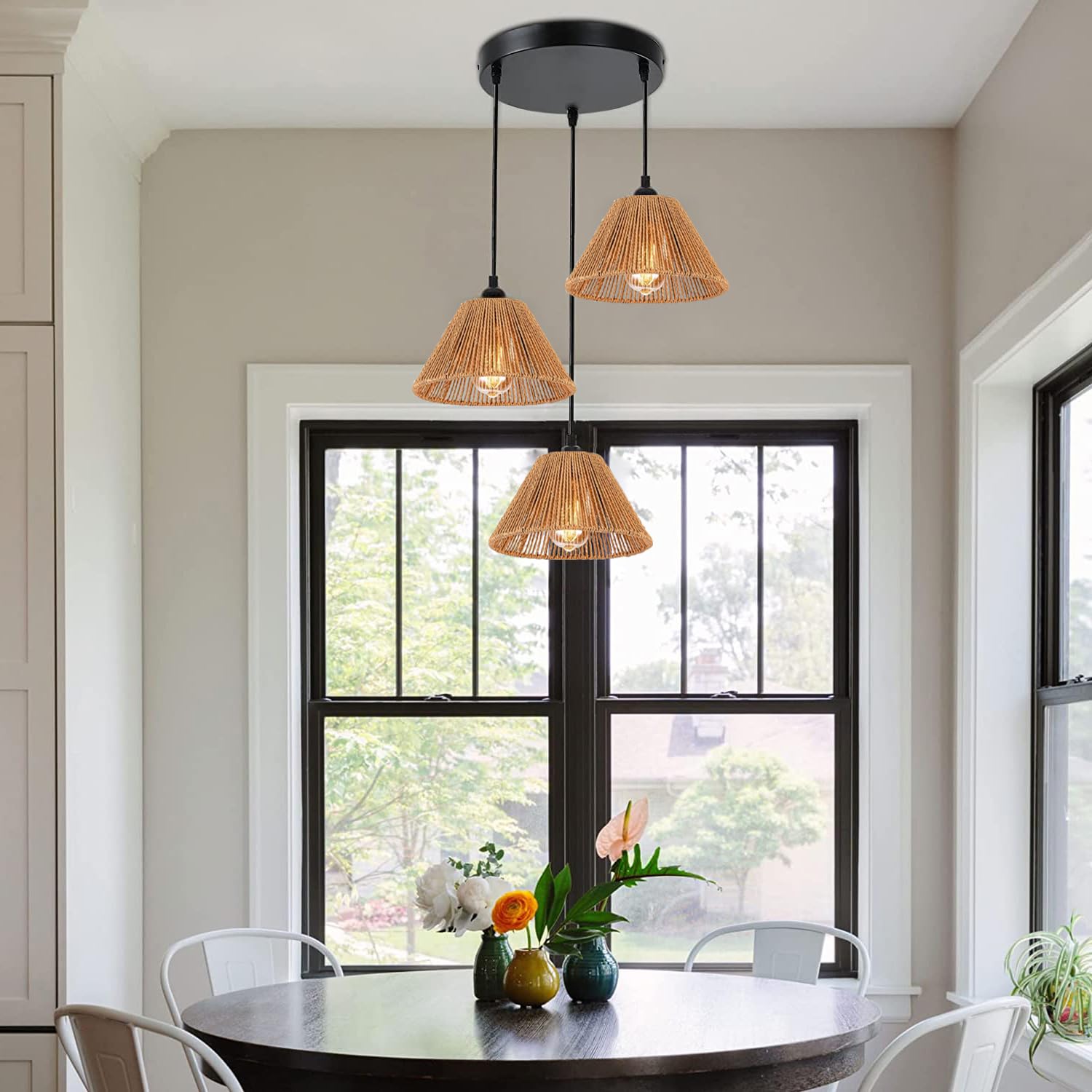 3X Boho Rattan Pendant Lamp Replacement Shade Ceiling Fan Light Covers Light Shades For Hanging Light Fixtures Pendant Light Sha