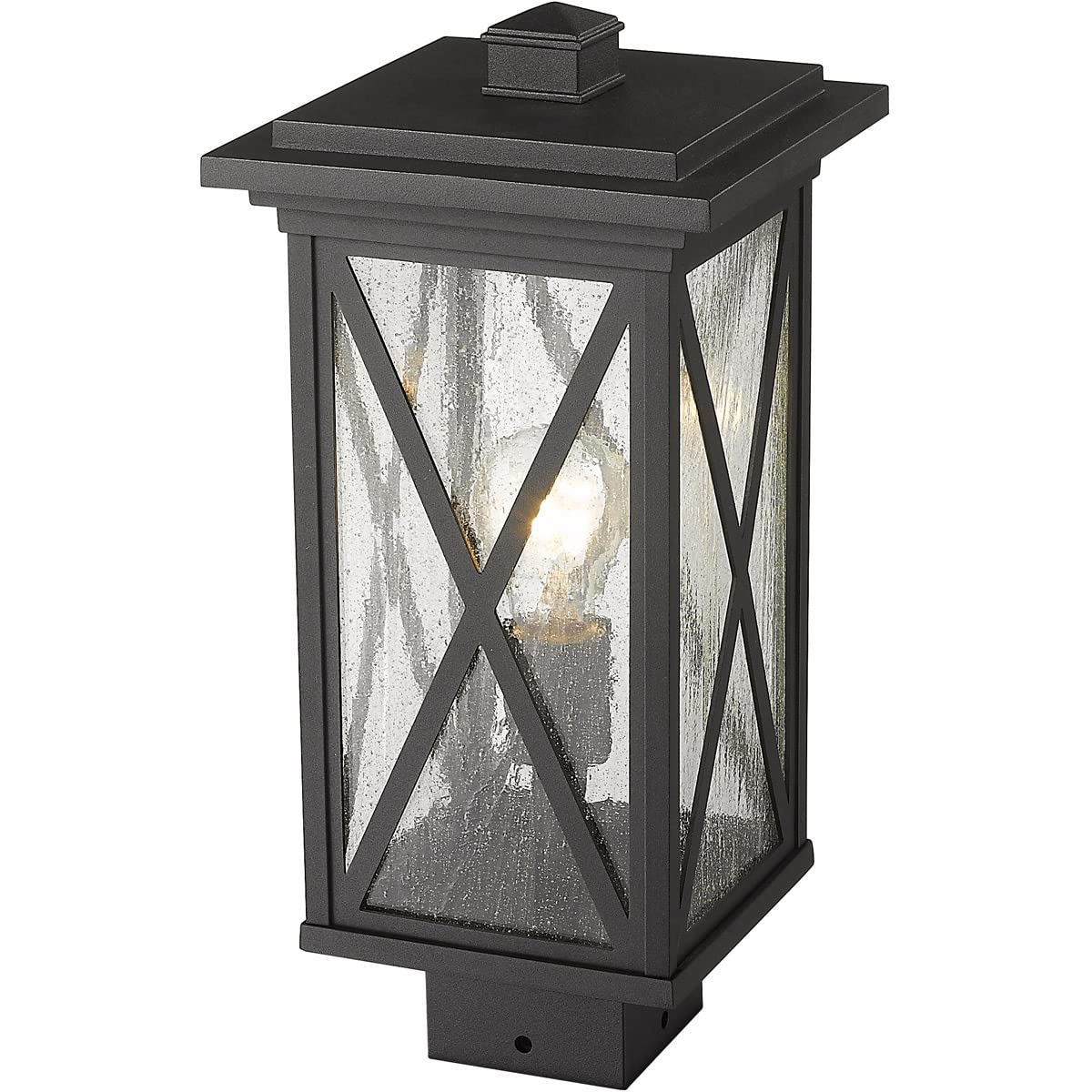 Z-Lite Outdoor Post Mount Fixture, 1 Light, Black, Glass, Model 583PHMS-BK, Size 15.75x7.50x7.50