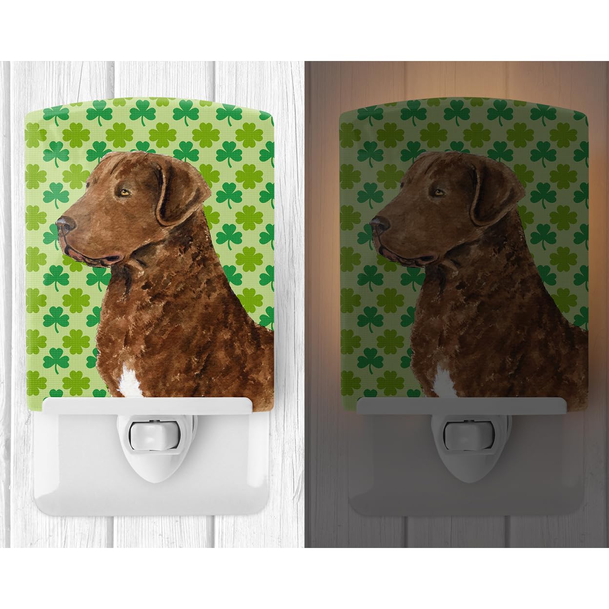 Carolines Treasures Ceramic Night Light, Chesapeake Bay Retriever, St. Patricks Day, 6x4x3in, Multicolor, Model SS4462CNL