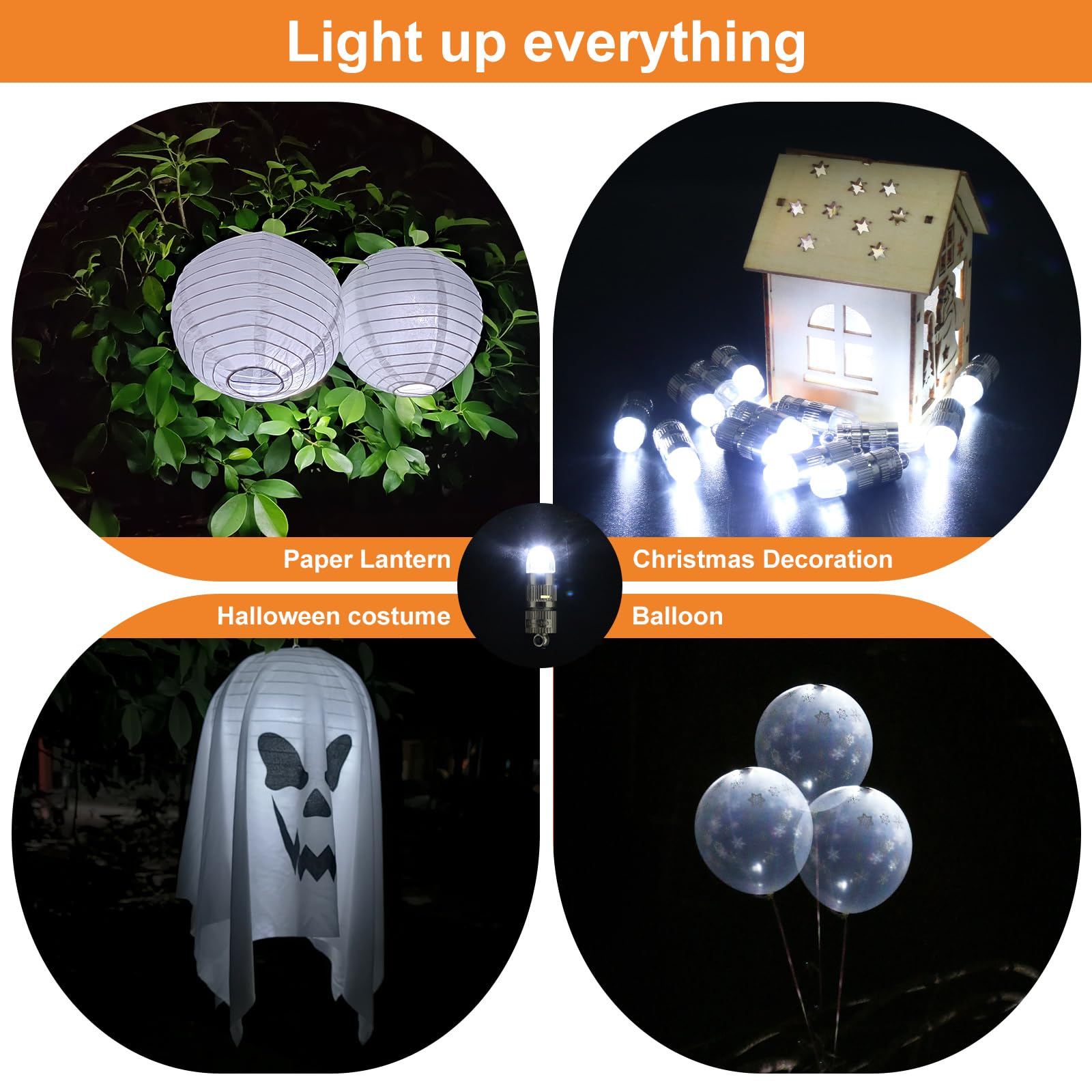 SumDirect Pack of 100 LED Mini Non-Blinking Lights for Paper Lanterns Balloons Floral Wedding Halloween Christmas Party Decorati