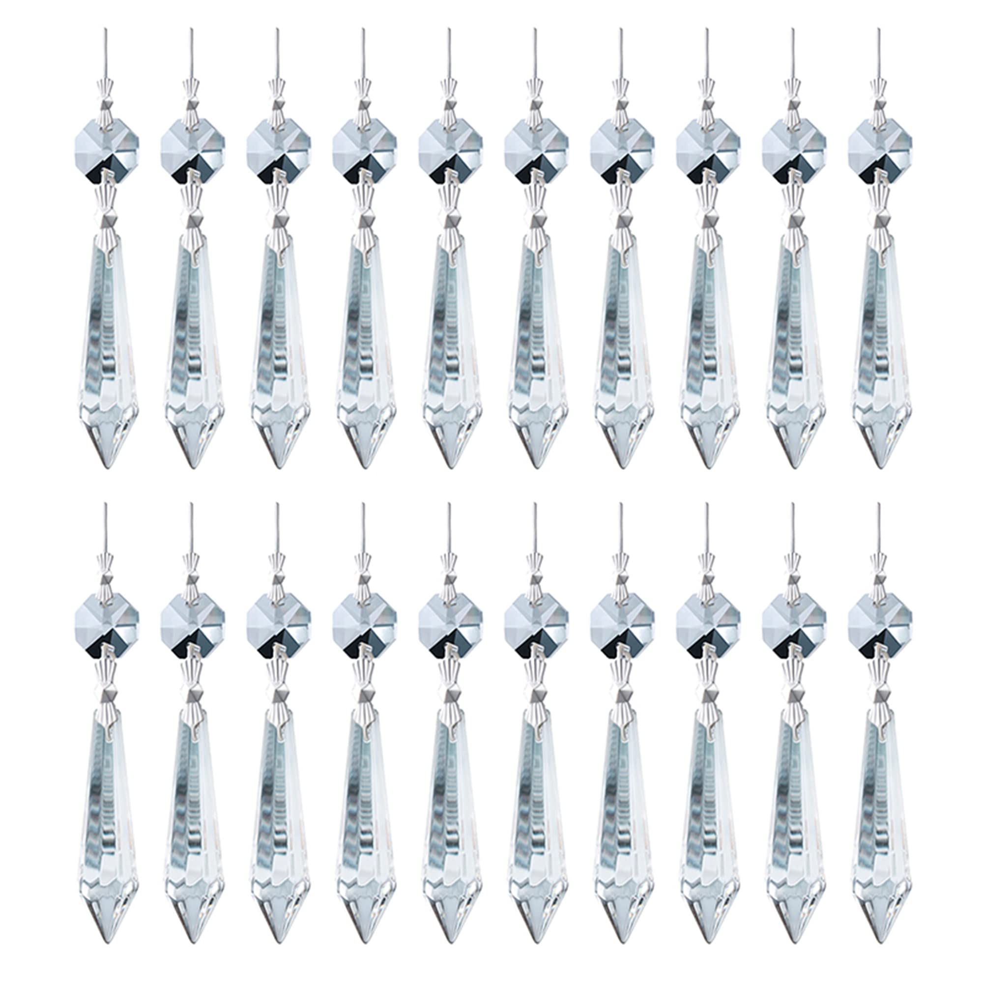 H&D HYALINE & DORA 20PCS 55mm Clear Chandelier Icicle Crystal Prisms Lamp Decoration