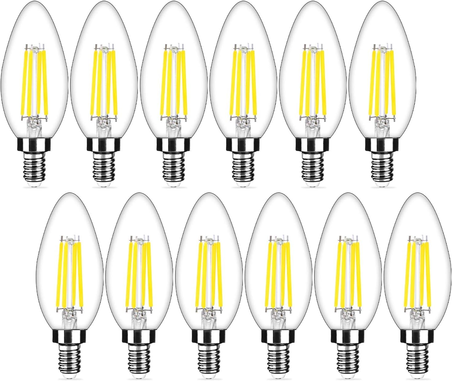 12-Pack Dimmable E12 Led Candelabra Bulbs 40Watt Equivalent, 5000K Daylight White, 450Lumens, 4W B11 Vintage Chandelier Light Bu