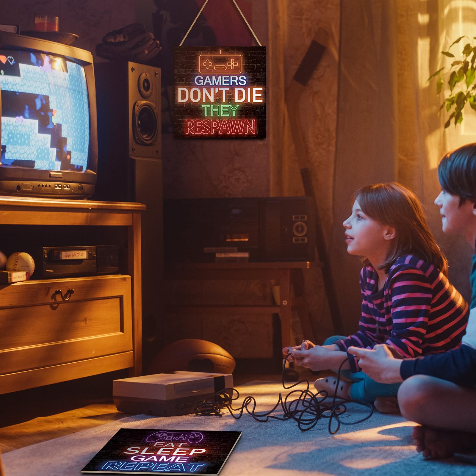 YLOLUL 6Pcs Neon Gaming Decor Video Gamer Room Decor Gaming Decor for Boys Room Boys Gaming Wall Art Neon Gaming Room Decor Game