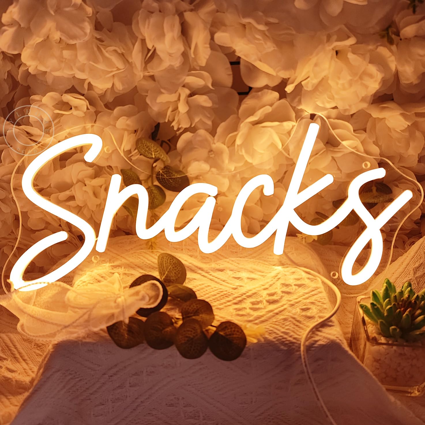 SYLHOME Neon Light Sign for Snacks - Warm White Decor for Coffee Cake Candy Bar Shop, Wedding, Birthday - 15.75inx6.89in