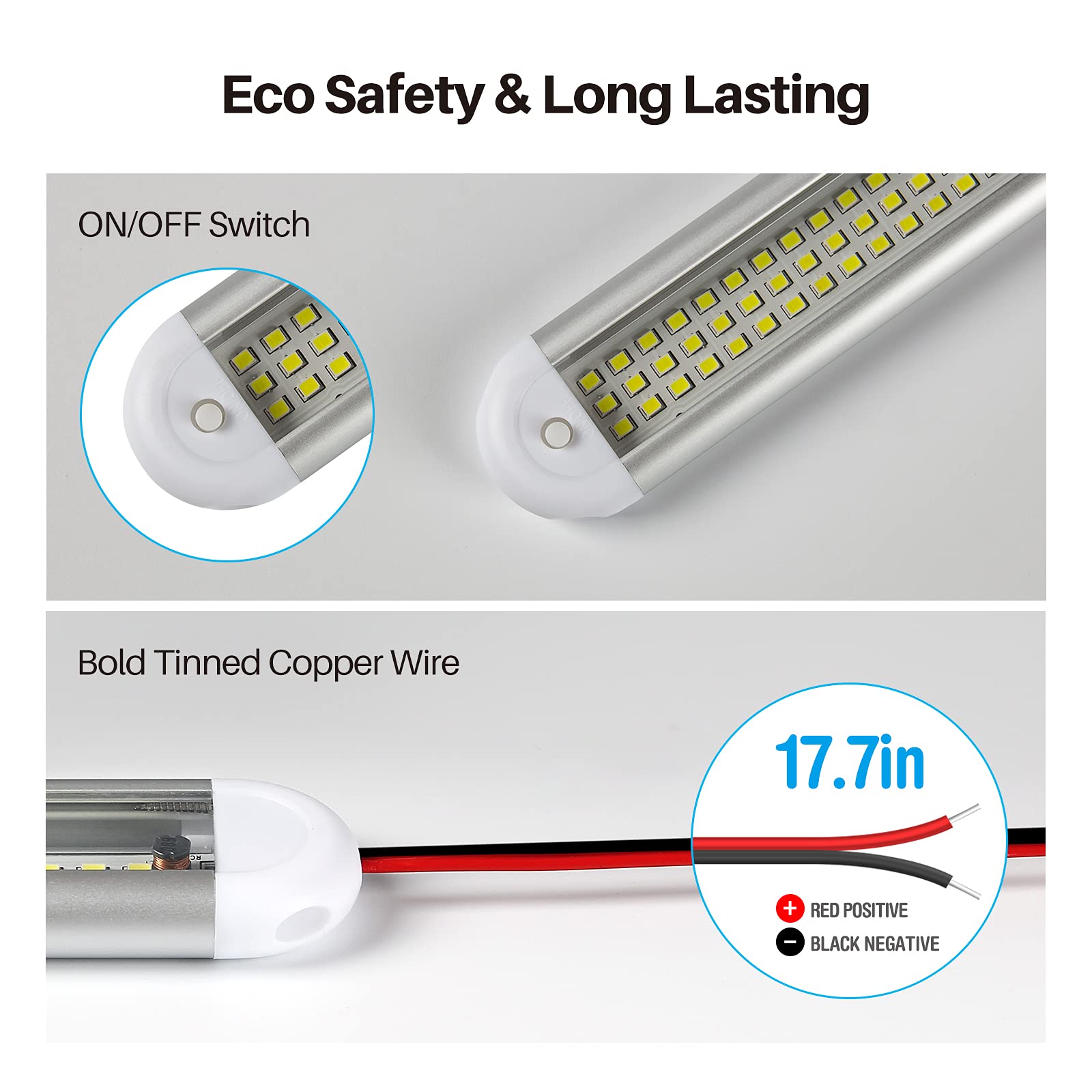 CT CAPETRONIX 12V LED Interior Light Bar - 120 LEDs, 1500LM, 8W, White Light, 8 Pack for Trailers, RVs, Cars,