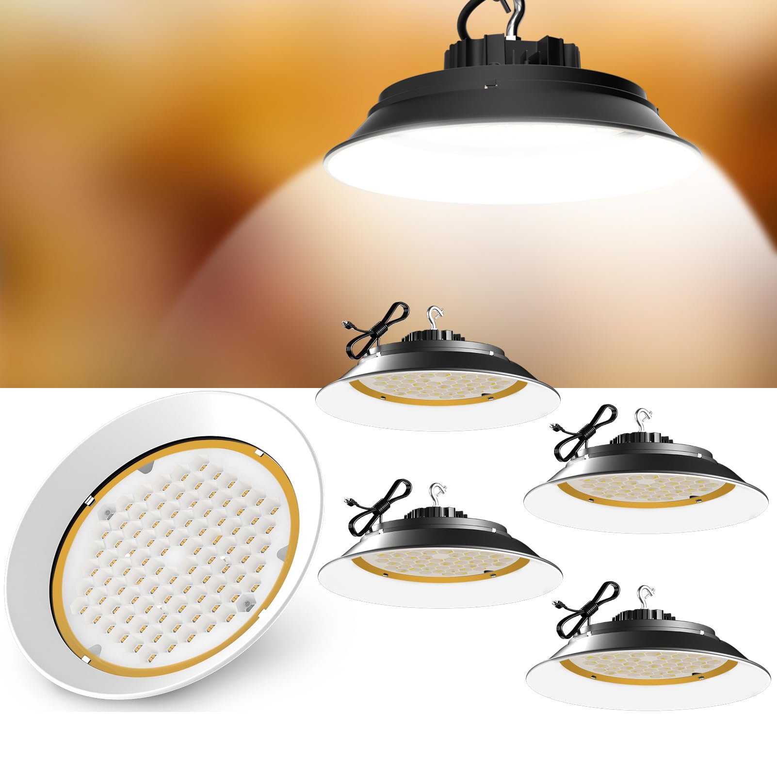 Lightdot 300W High Bay LED Shop Lights with Diffuser (Beam Angle: 120) 45000lm Strong Brightness High Bay LED Lights, AC100-277V