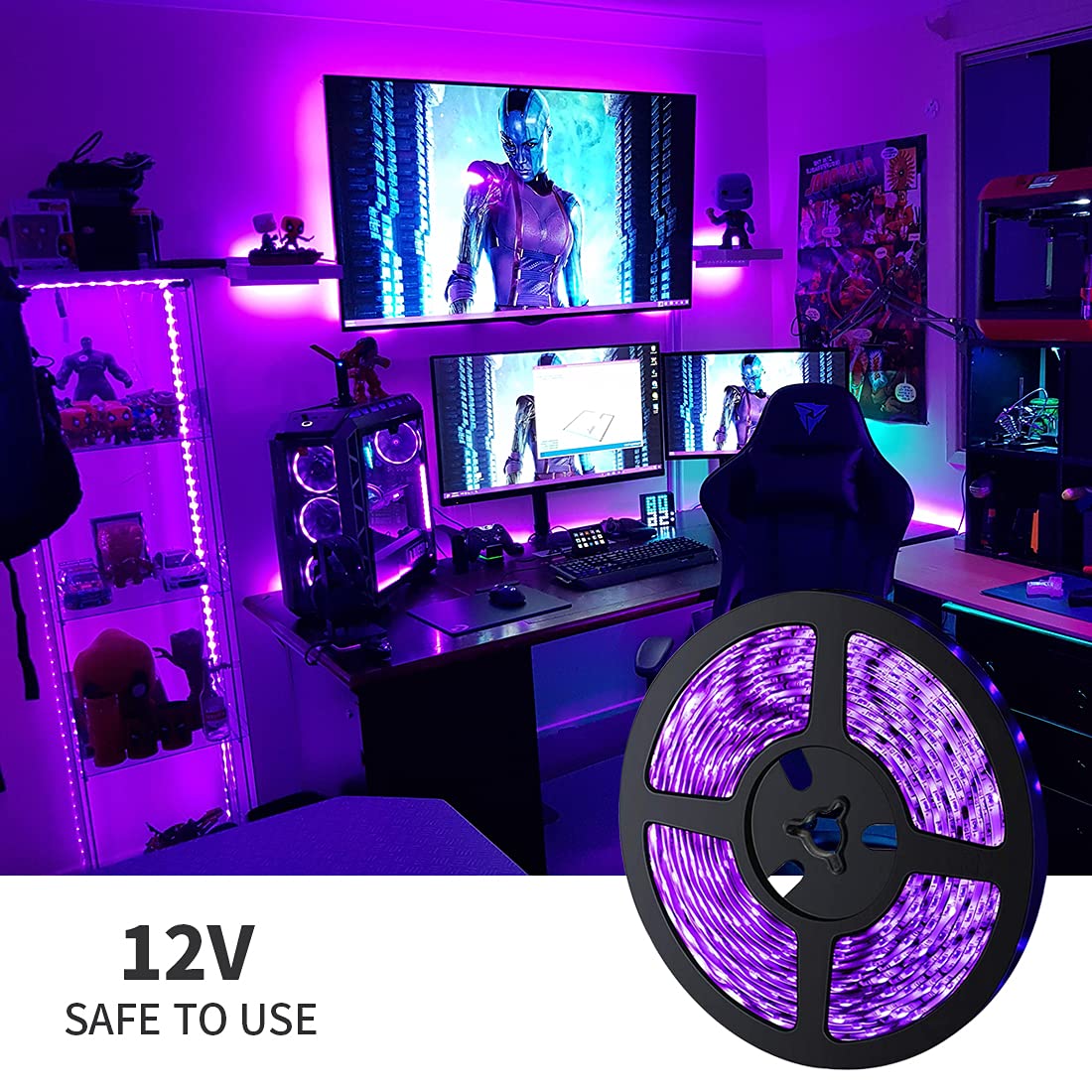 Tigqiang 20Ft Led Black Light Strip, Flexible Purple Light For Indoor Parties, 360 Lamp Beads, Non-Waterproof