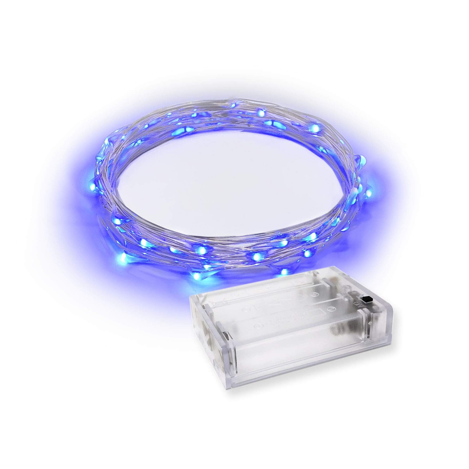 RTGS 30 LEDs Blue Color String Lights Silver Wire Indoor and Outdoor 9.5 Feet Firefly Starry Fairy Lights Battery Powered for DIY, Christmas, Holidays, Party, Bedroom and Centerpieces